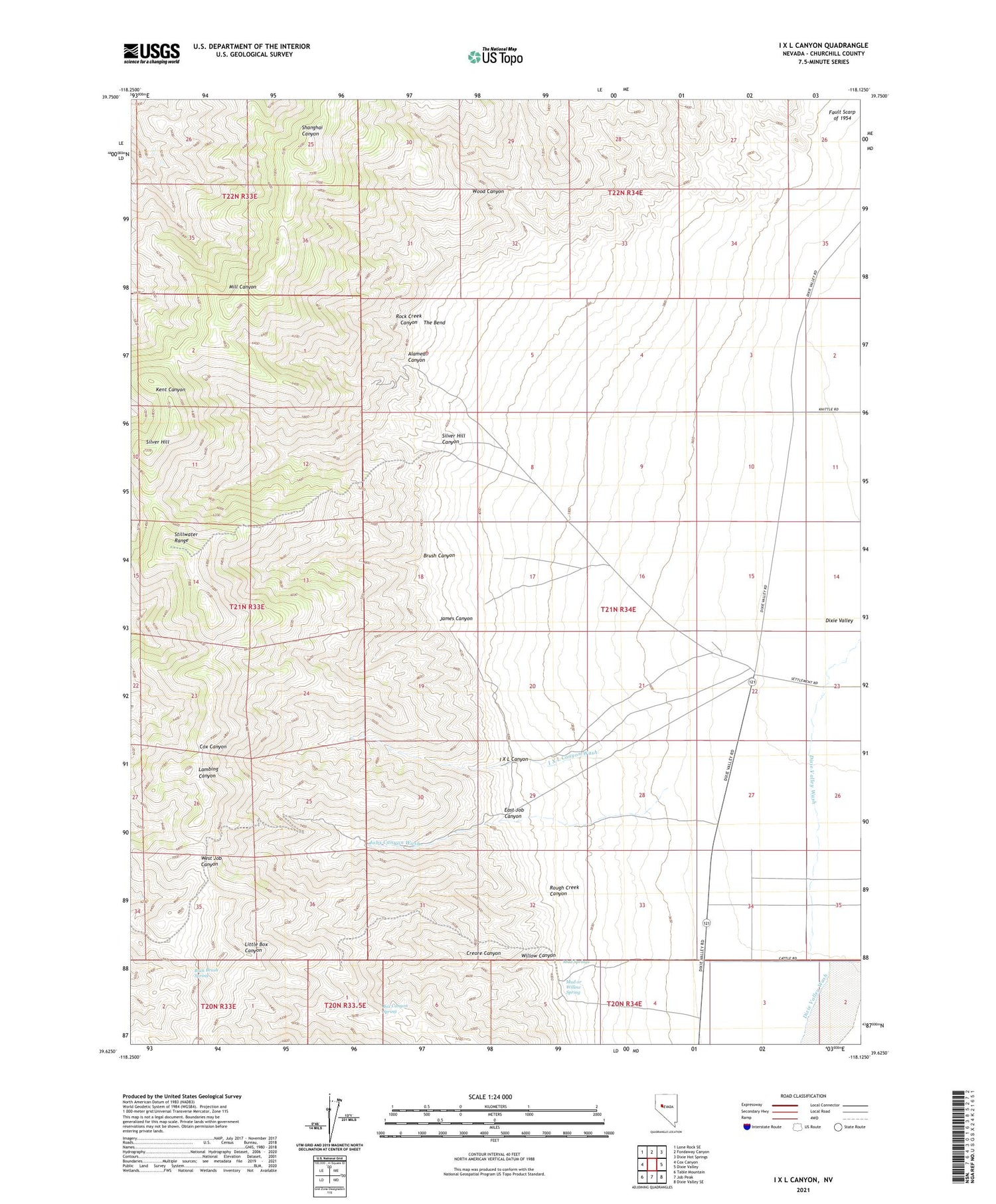 I X L Canyon Nevada US Topo Map Image