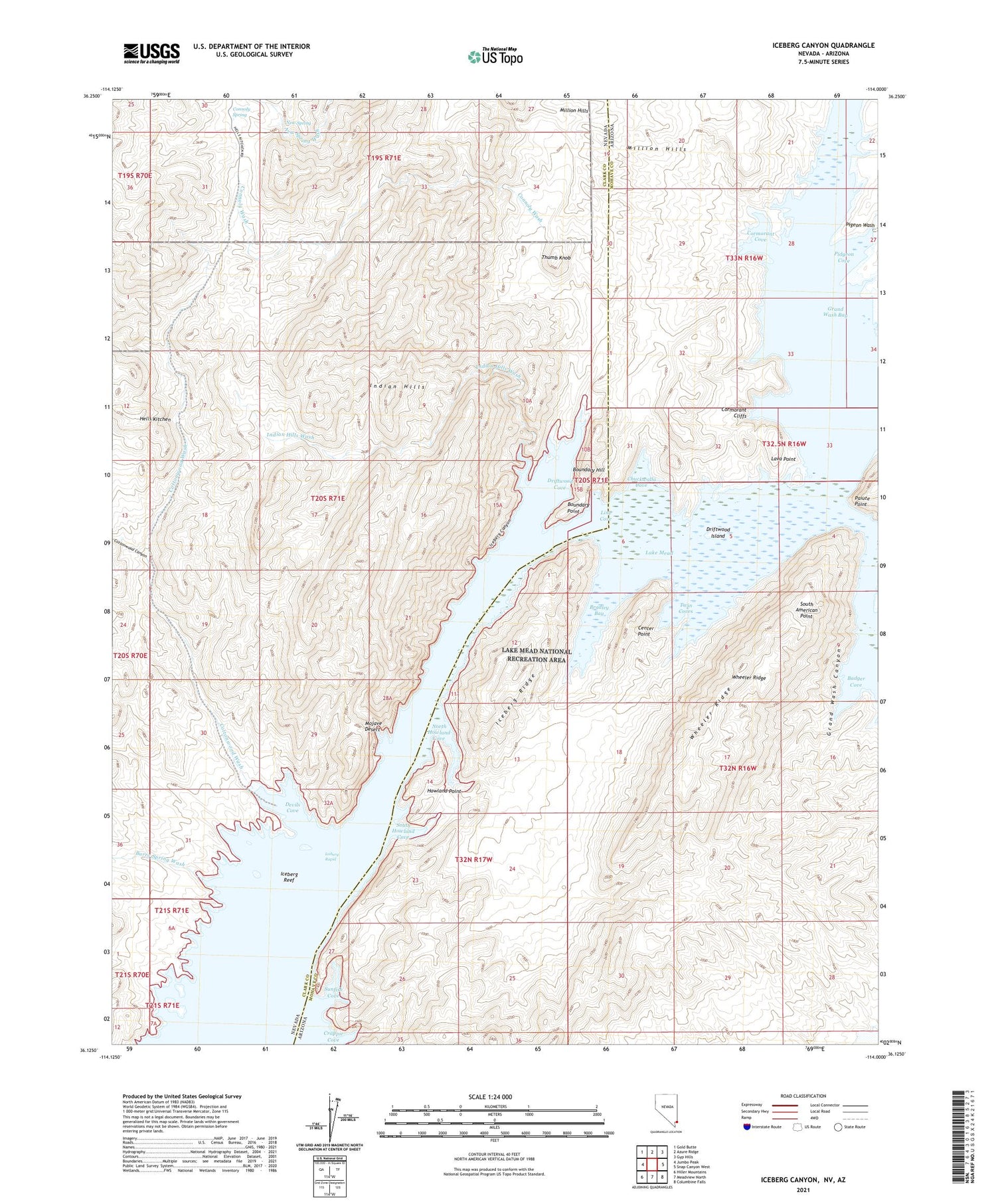 Iceberg Canyon Nevada US Topo Map Image