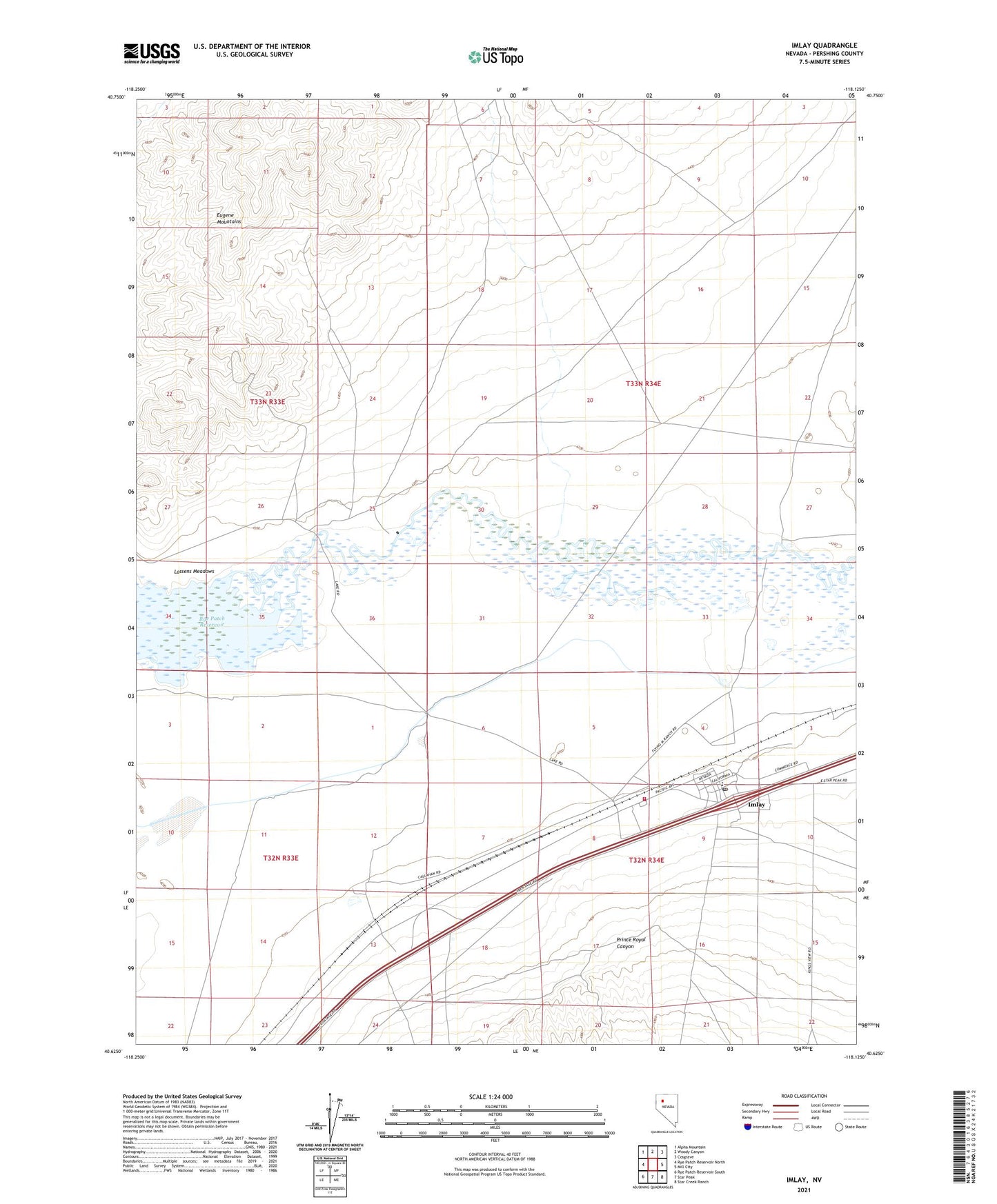 Imlay Nevada US Topo Map Image