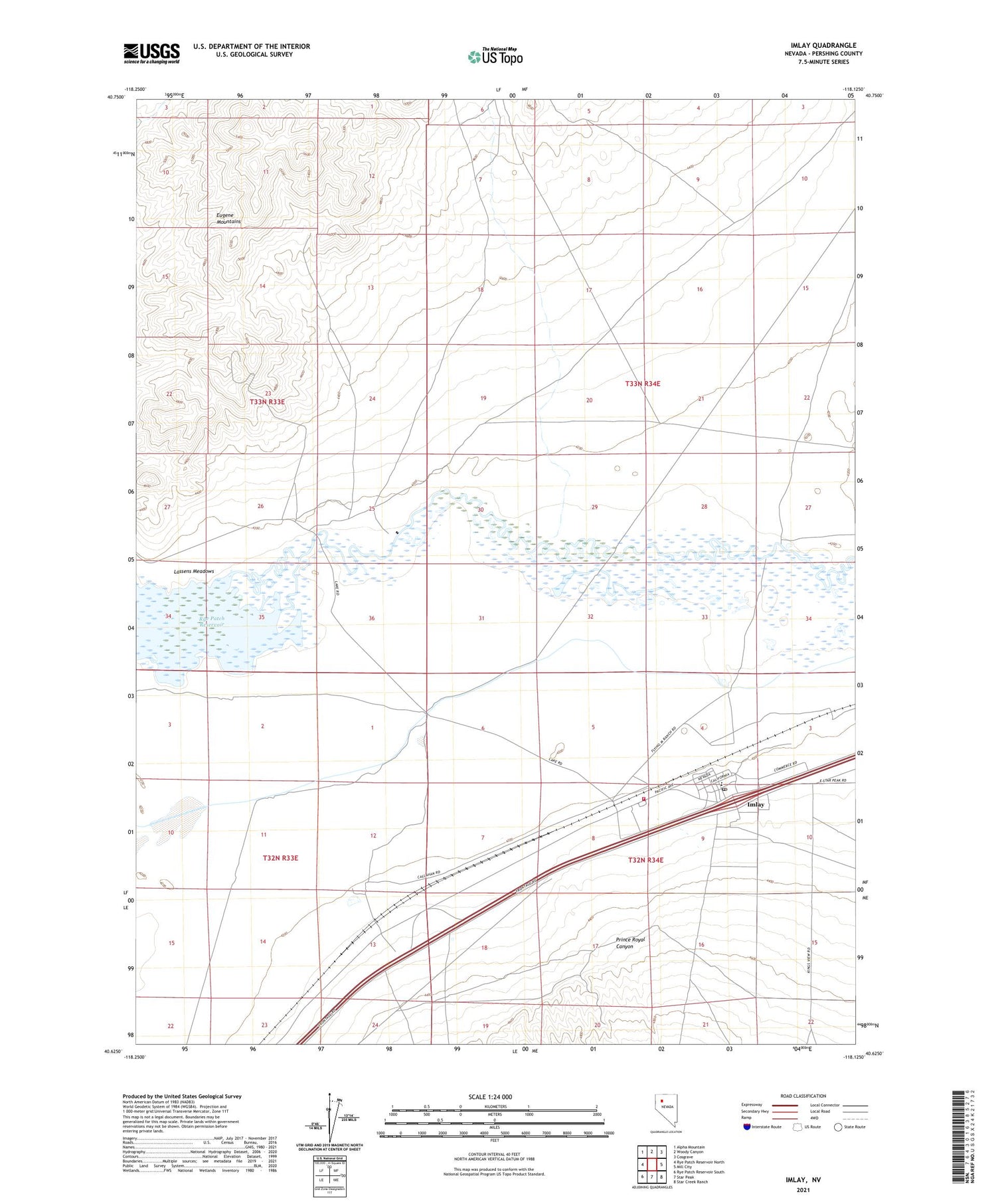 Imlay Nevada US Topo Map Image