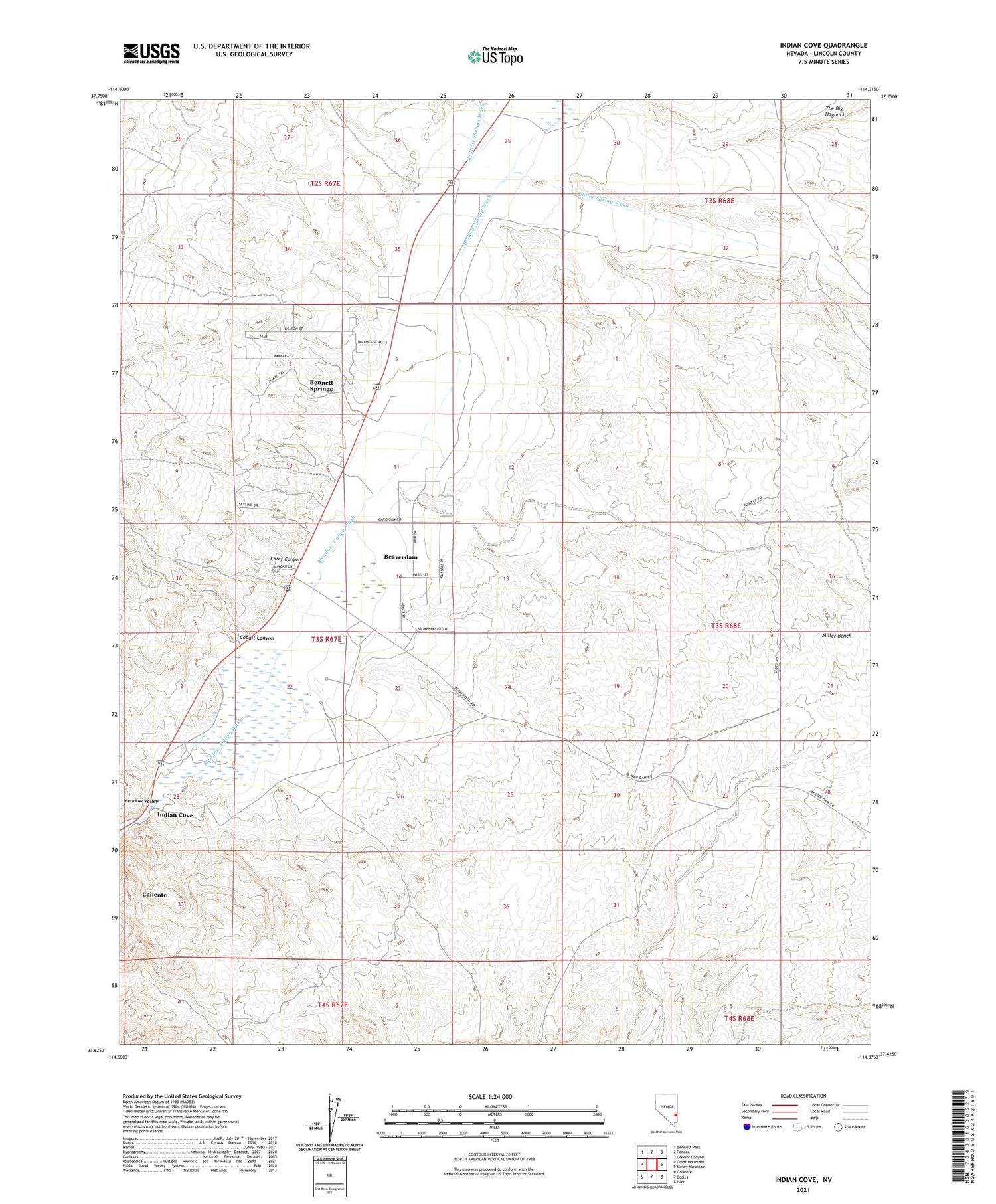 Indian Cove Nevada US Topo Map Image