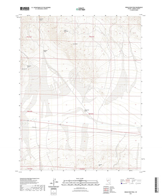 Indian Head Peak Nevada US Topo Map Image