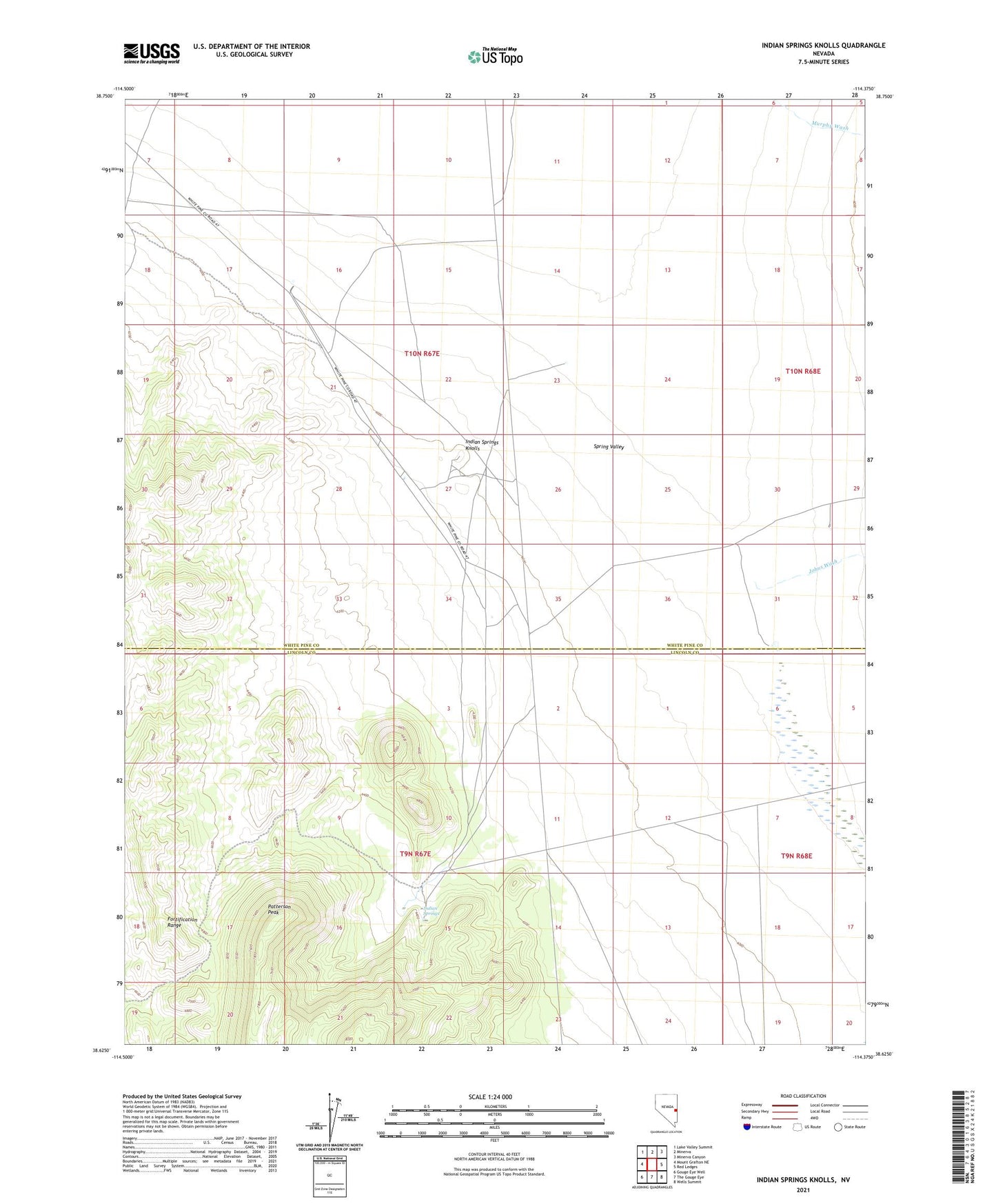 Indian Springs Knolls Nevada US Topo Map Image
