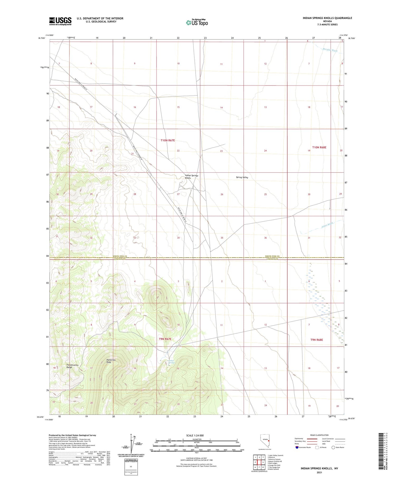 Indian Springs Knolls Nevada US Topo Map Image
