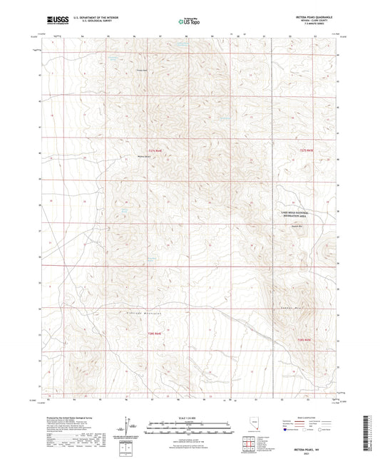 Ireteba Peaks Nevada US Topo Map Image