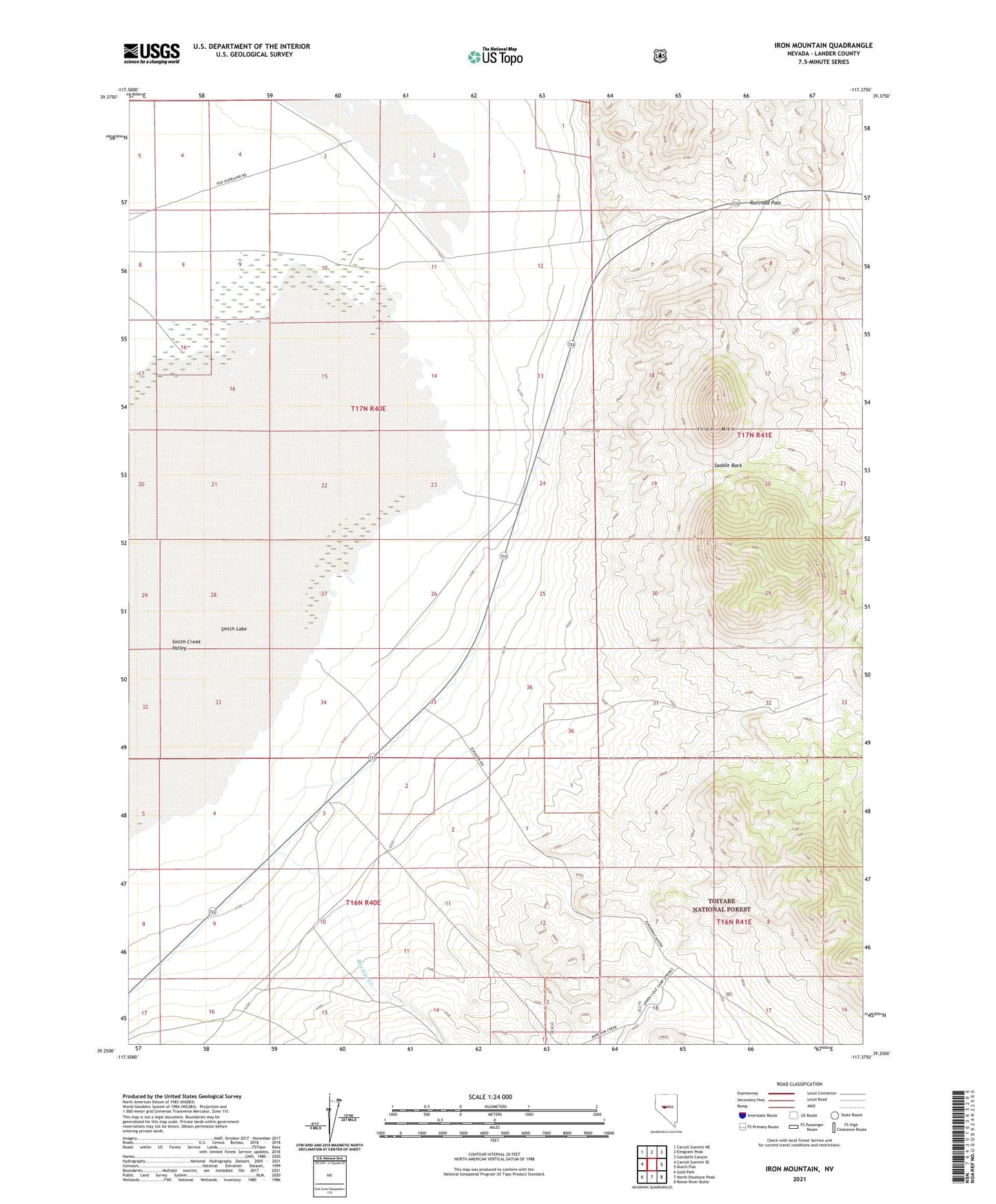 Iron Mountain Nevada US Topo Map Image