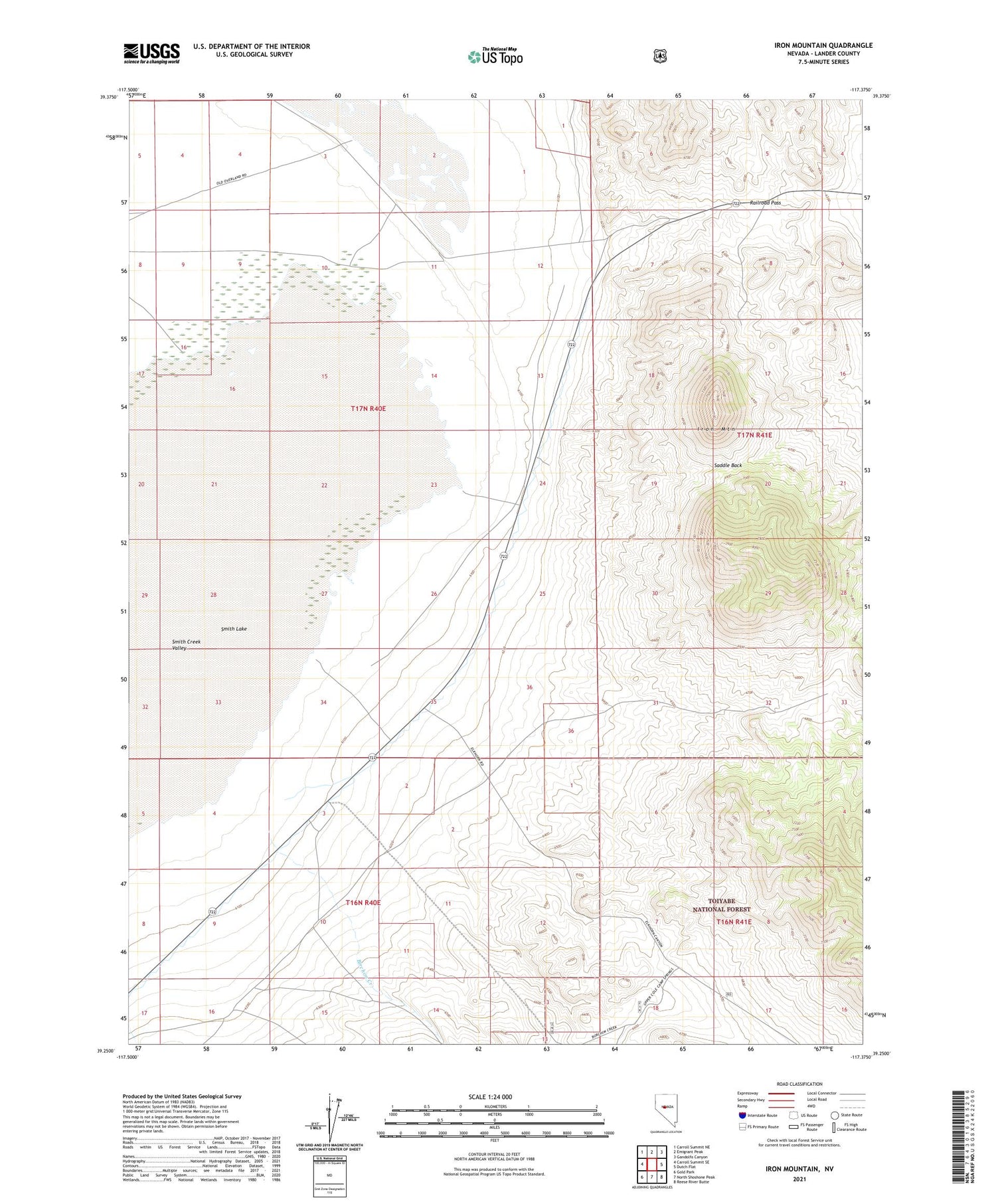 Iron Mountain Nevada US Topo Map Image
