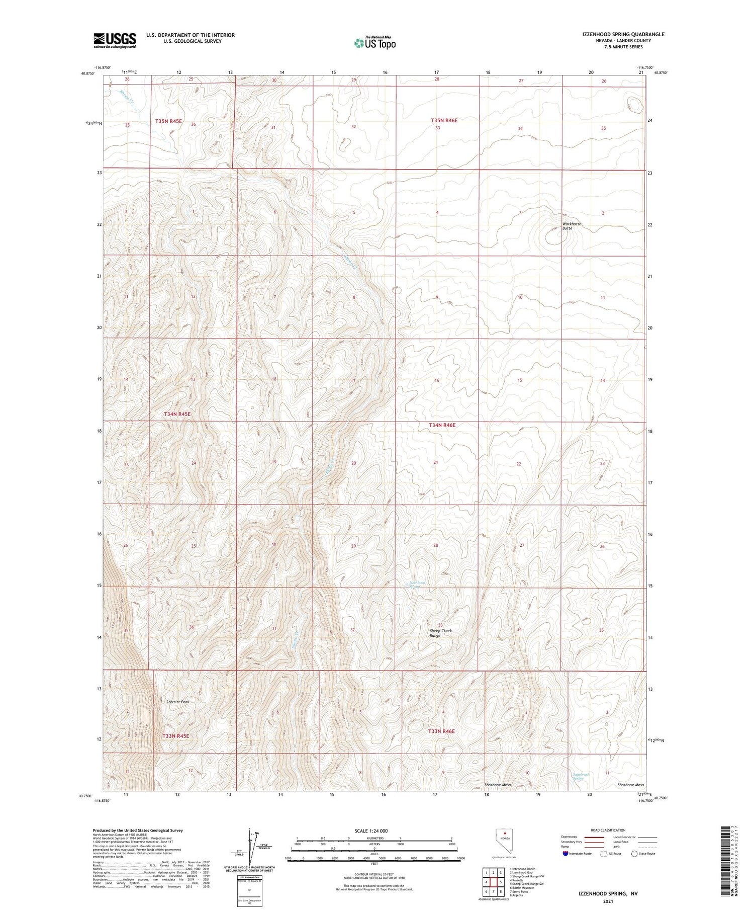 Izzenhood Spring Nevada US Topo Map Image