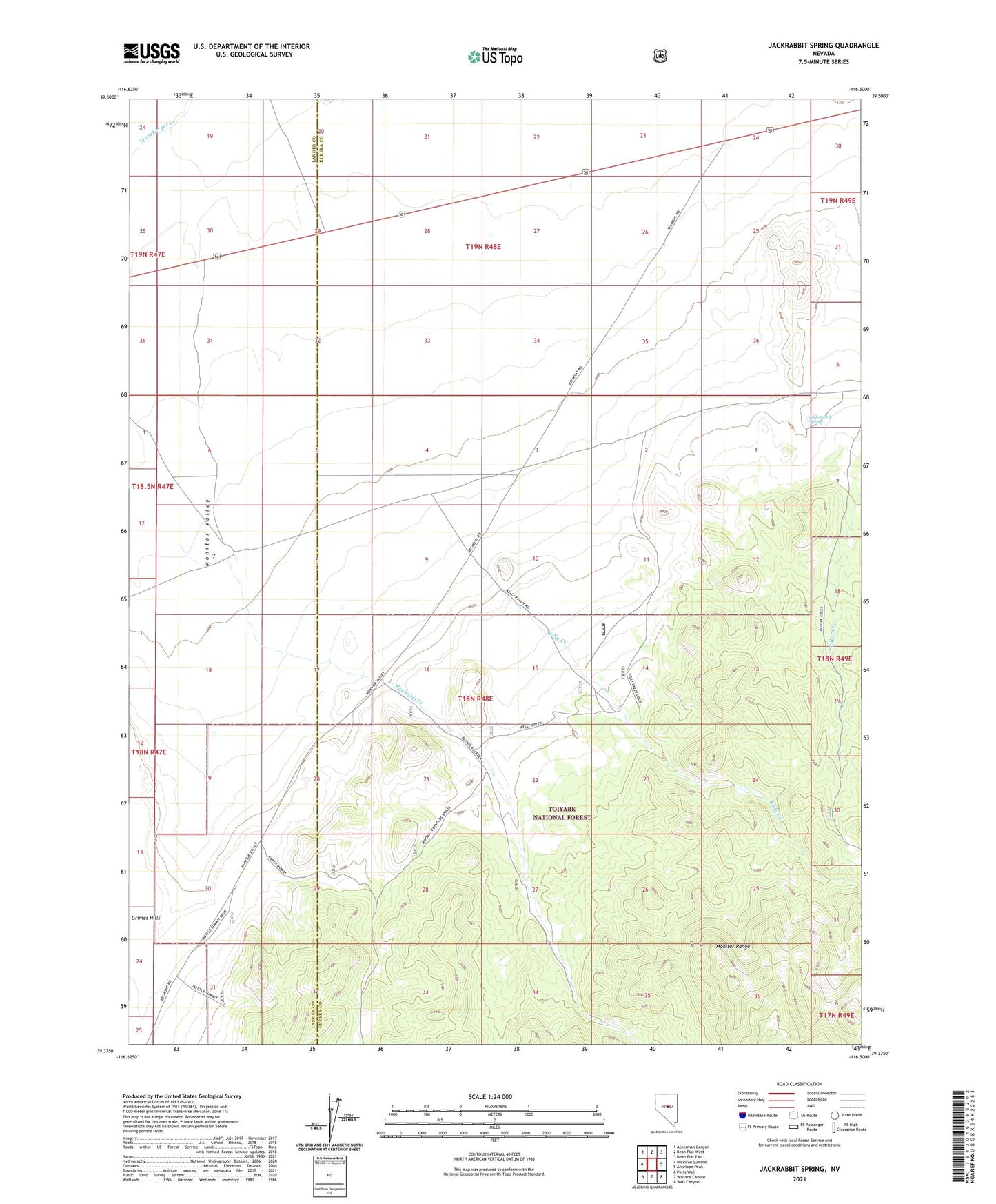 Jackrabbit Spring Nevada US Topo Map Image