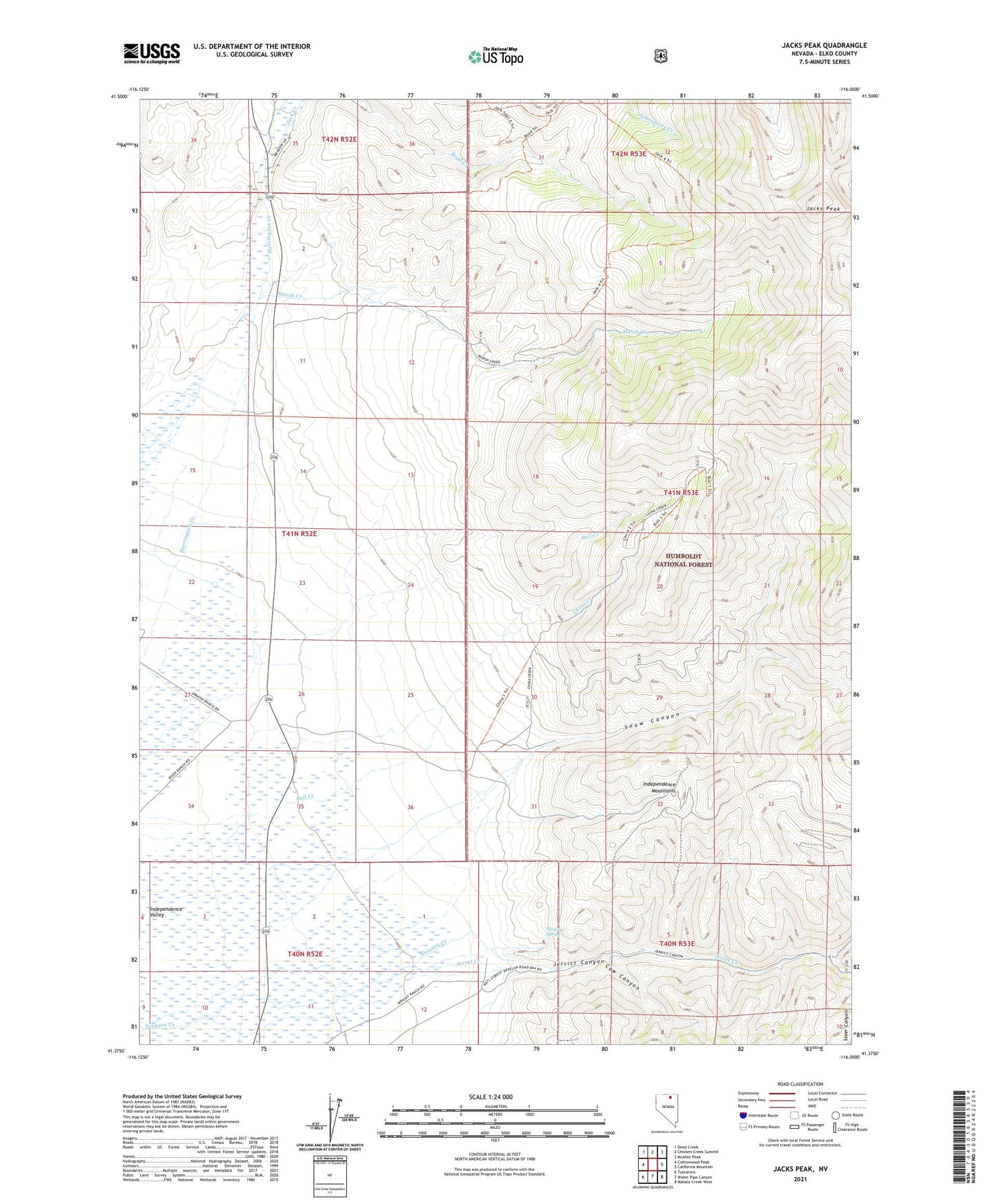 Jacks Peak Nevada US Topo Map Image