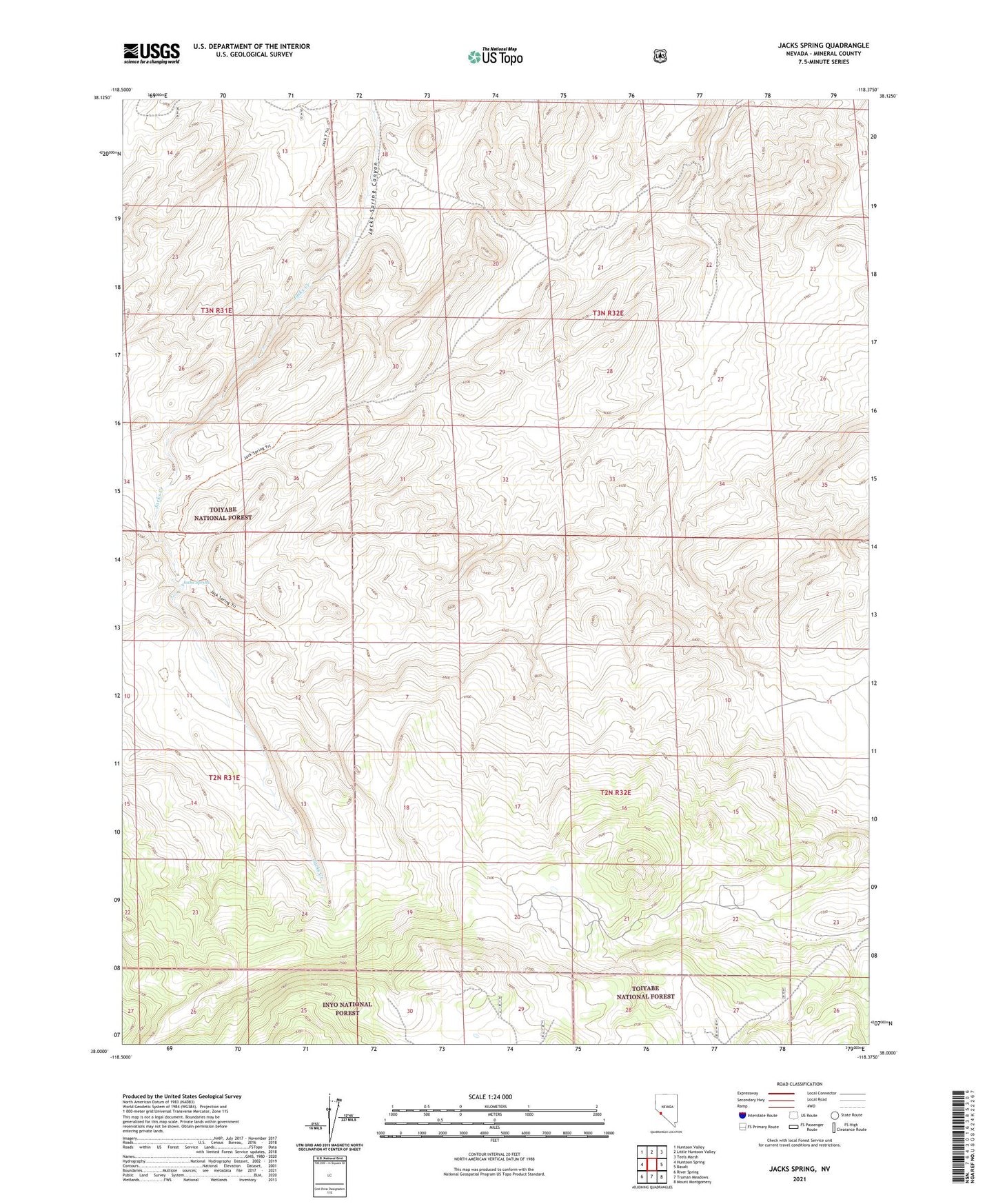 Jacks Spring Nevada US Topo Map Image