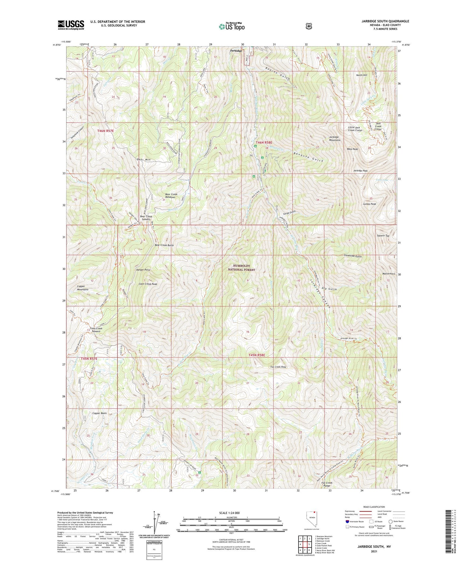 Jarbidge South Nevada US Topo Map Image