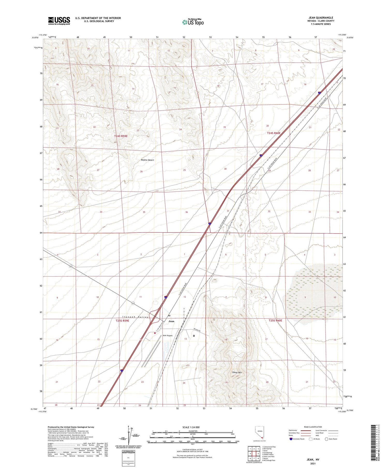 Jean Nevada US Topo Map Image