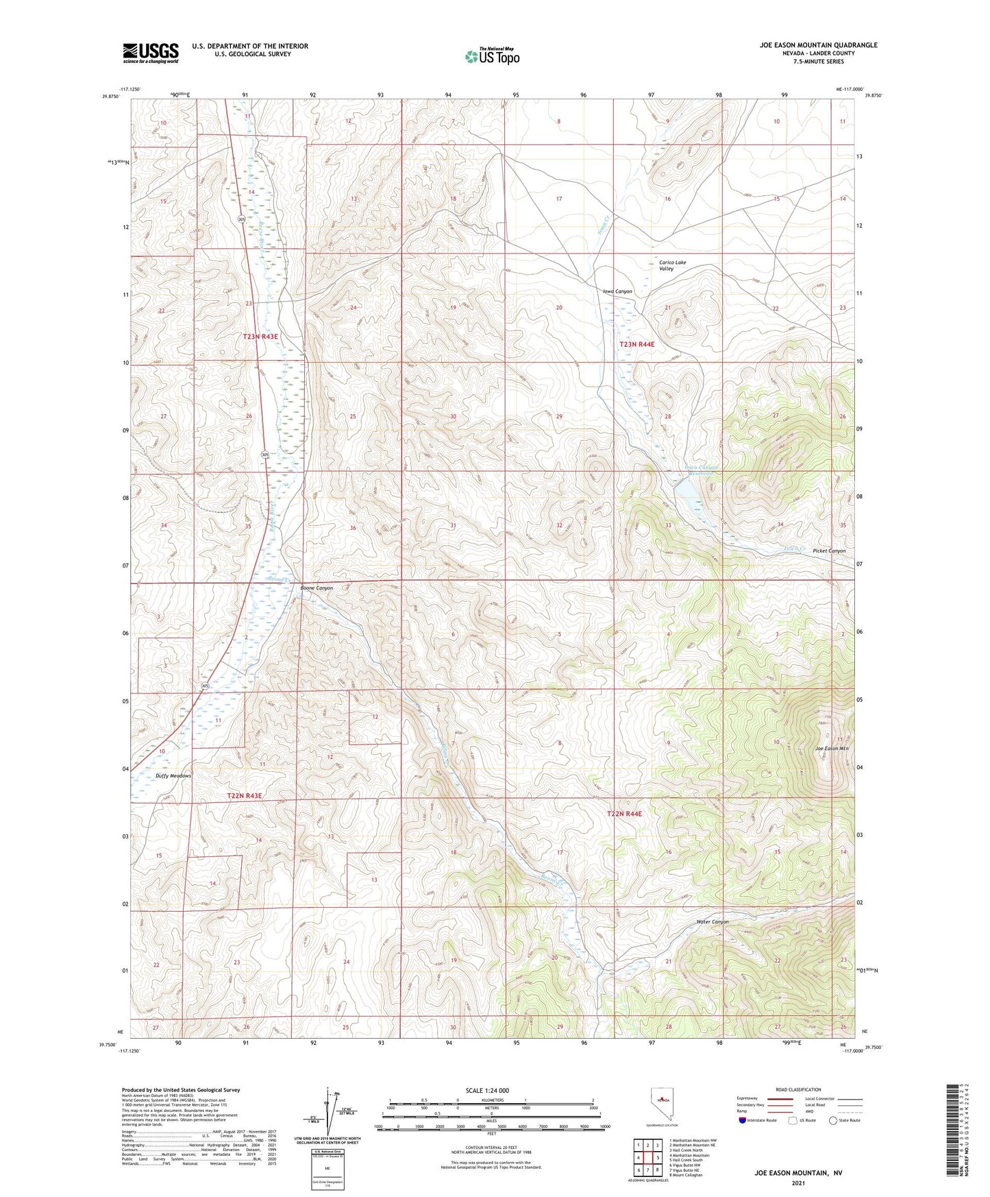 Joe Eason Mountain Nevada US Topo Map Image