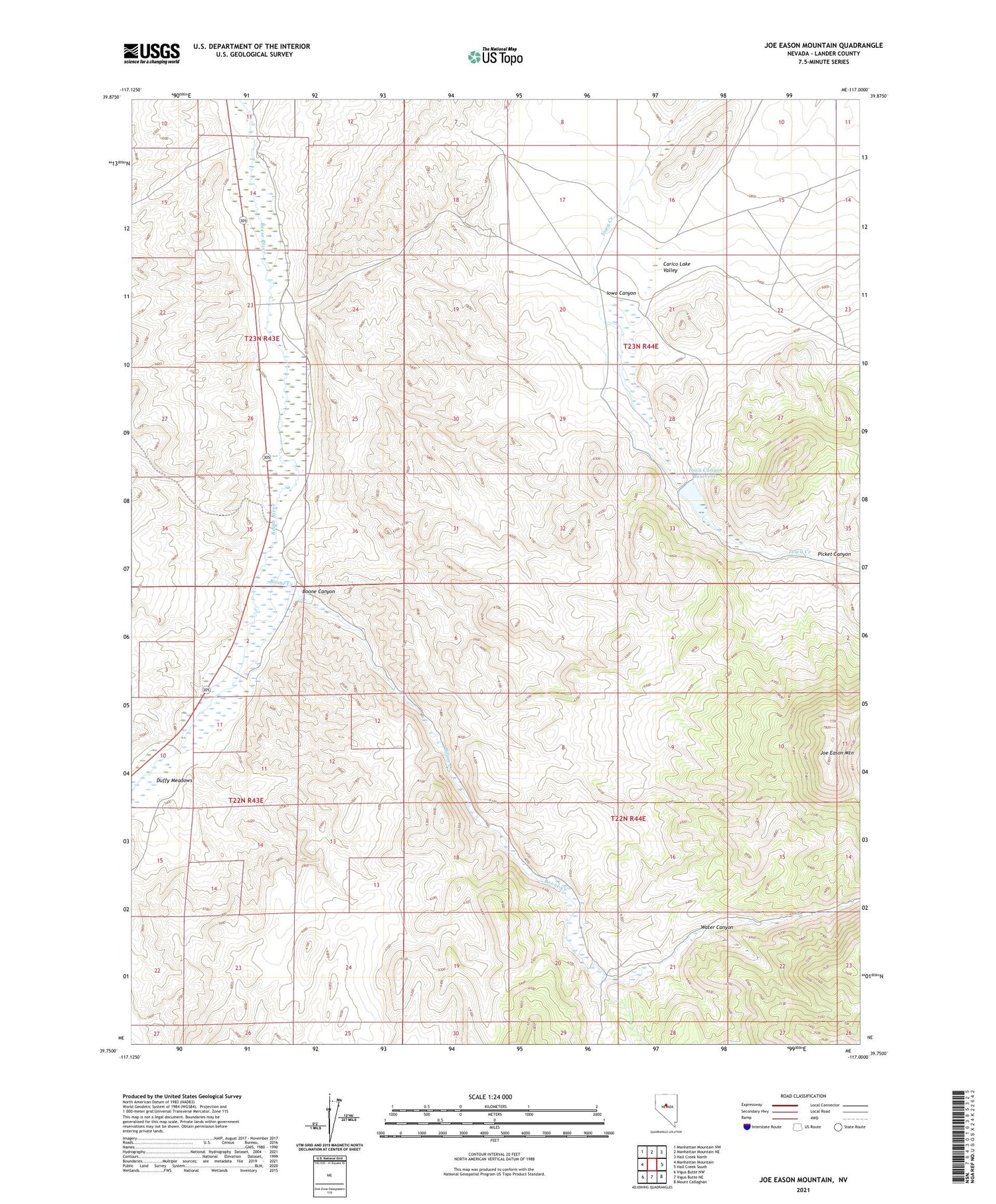 Joe Eason Mountain Nevada US Topo Map Image
