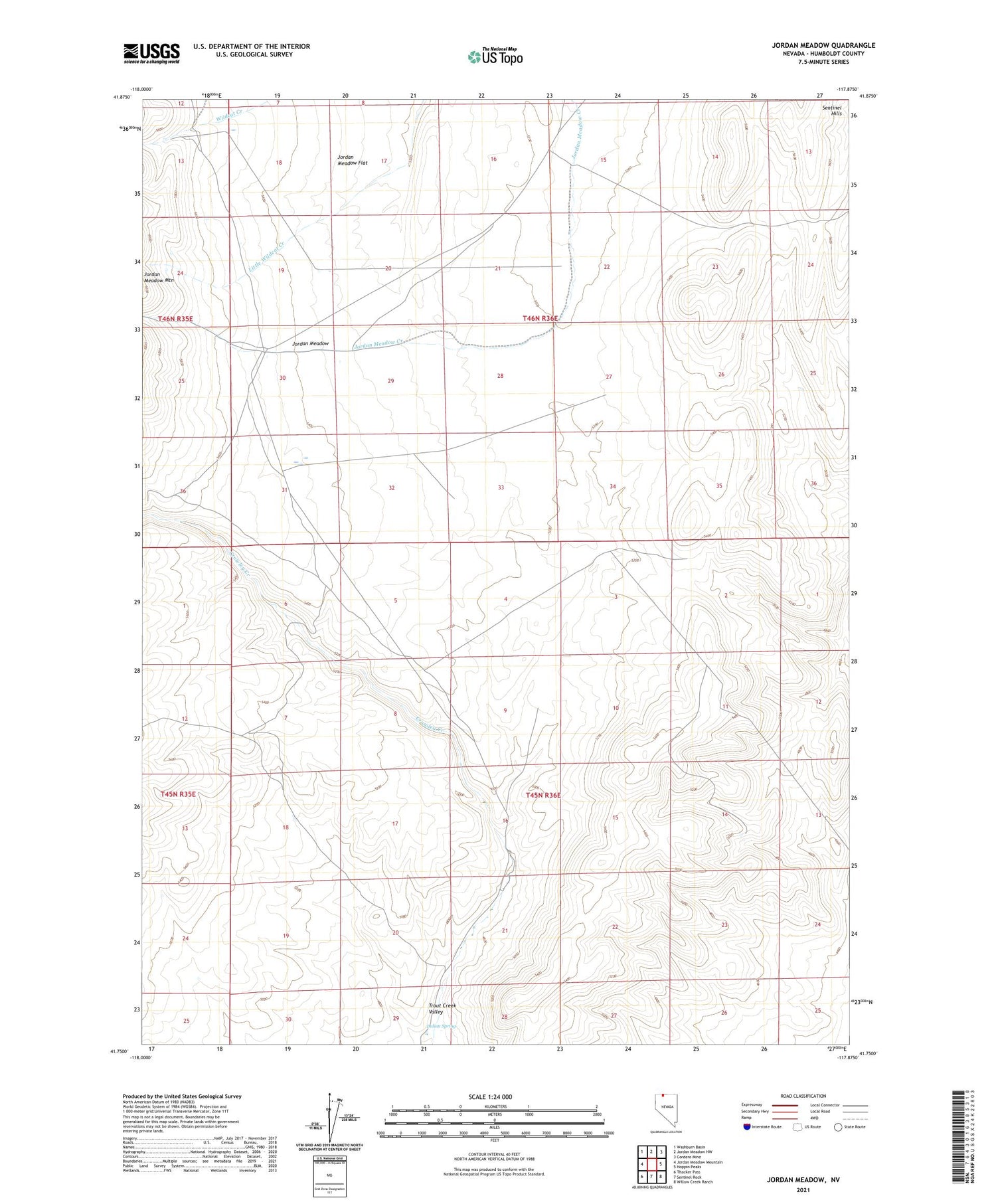 Jordan Meadow Nevada US Topo Map Image