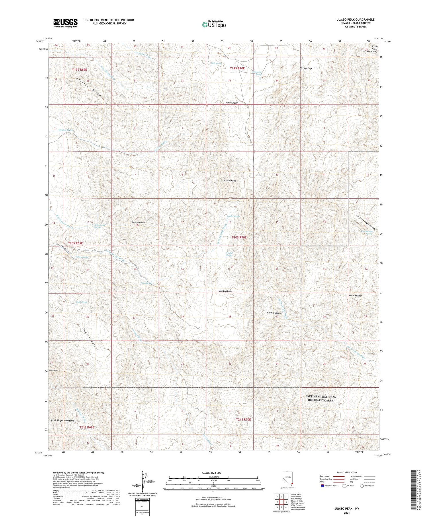 Jumbo Peak Nevada US Topo Map Image