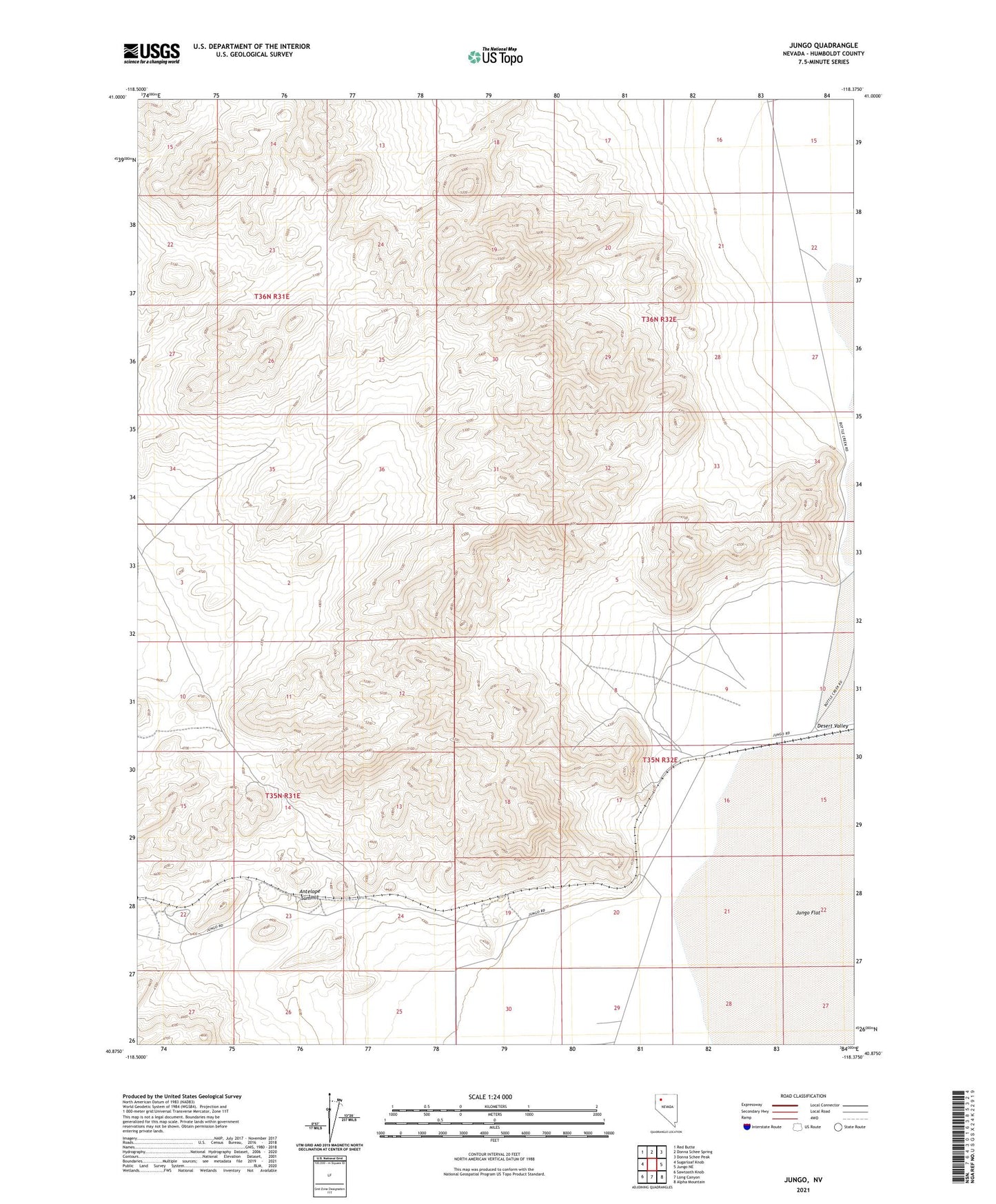 Jungo Nevada US Topo Map Image