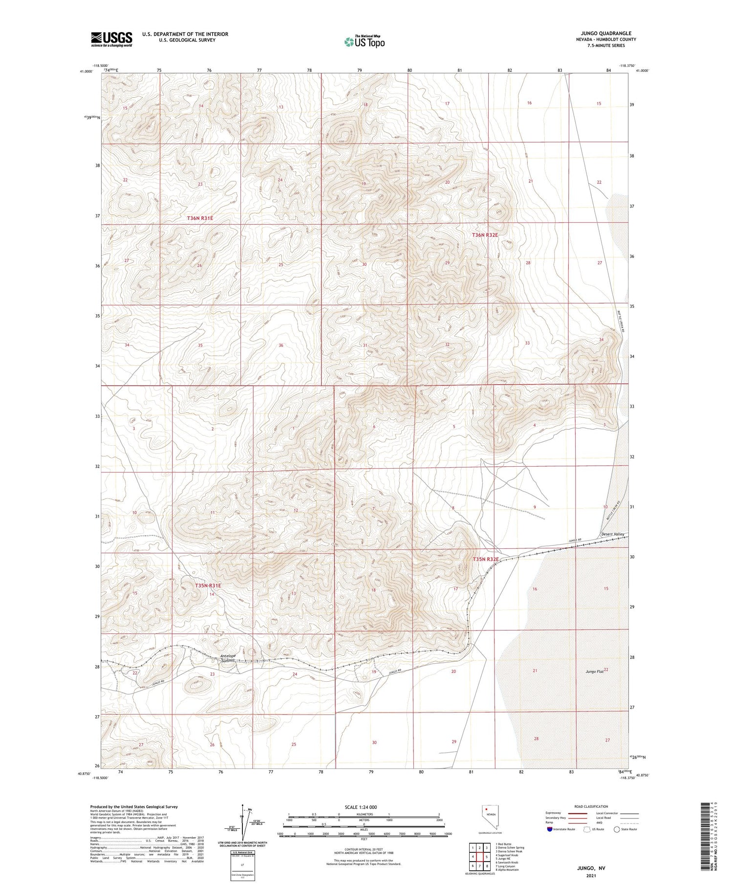 Jungo Nevada US Topo Map Image