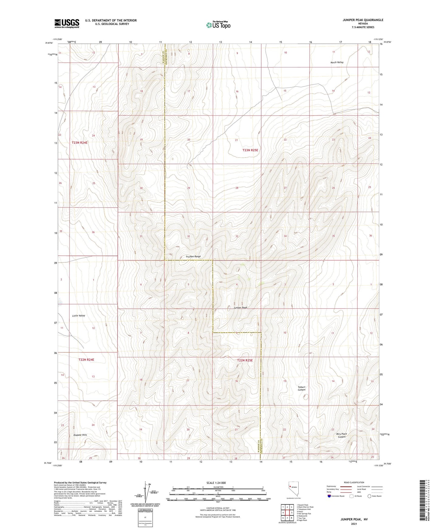 Juniper Peak Nevada US Topo Map Image