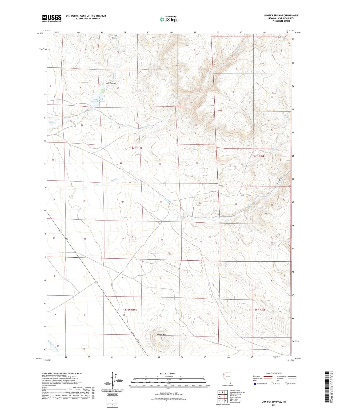 Juniper Springs Nevada US Topo Map Image