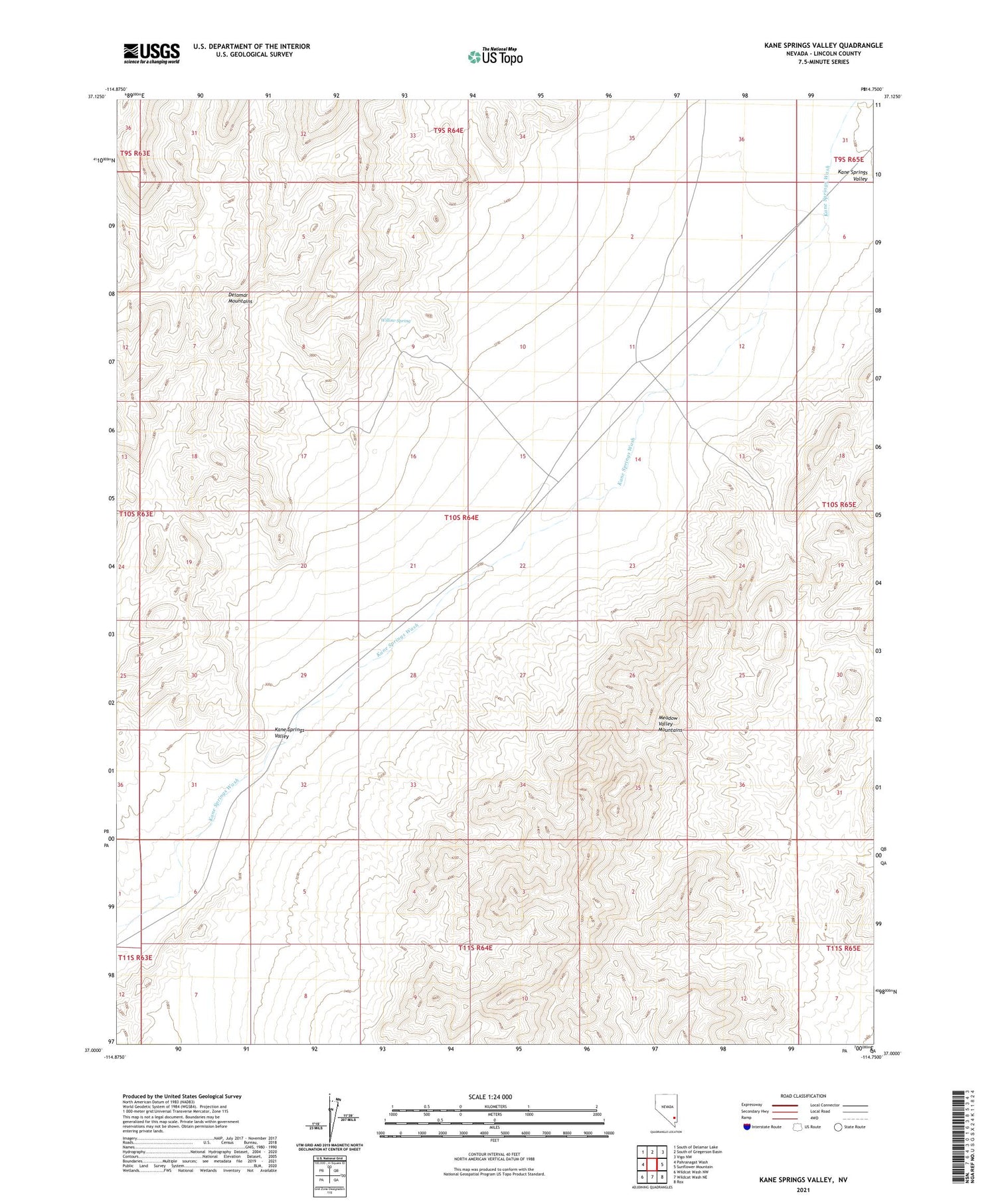 Kane Springs Valley Nevada US Topo Map Image