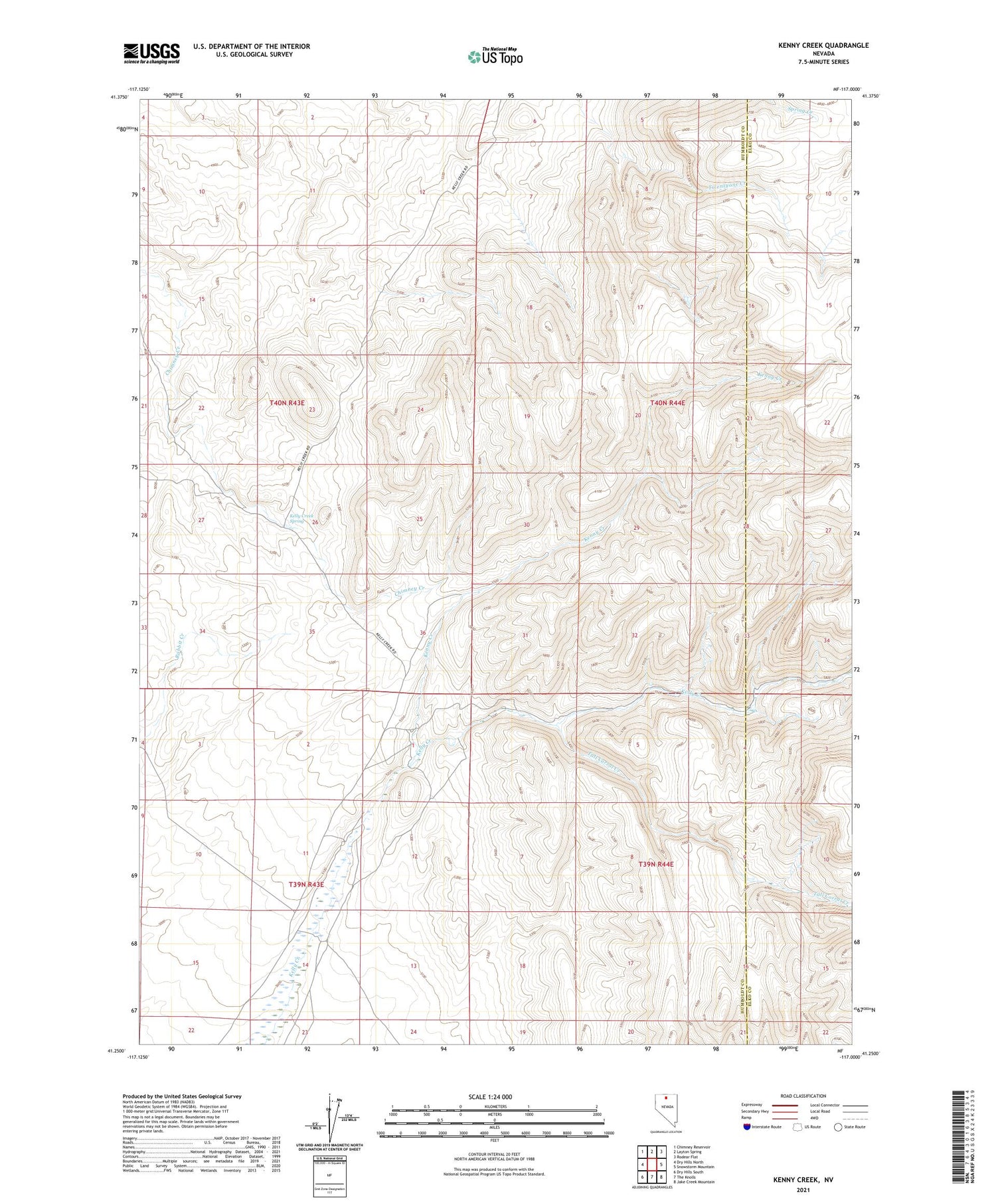 Kenny Creek Nevada US Topo Map Image