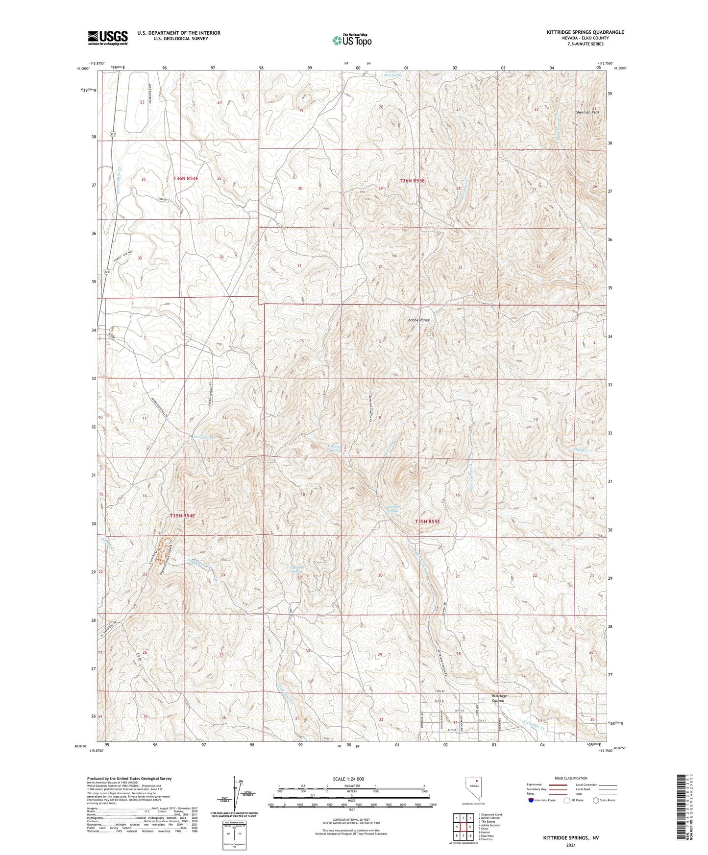 Kittridge Springs Nevada US Topo Map Image