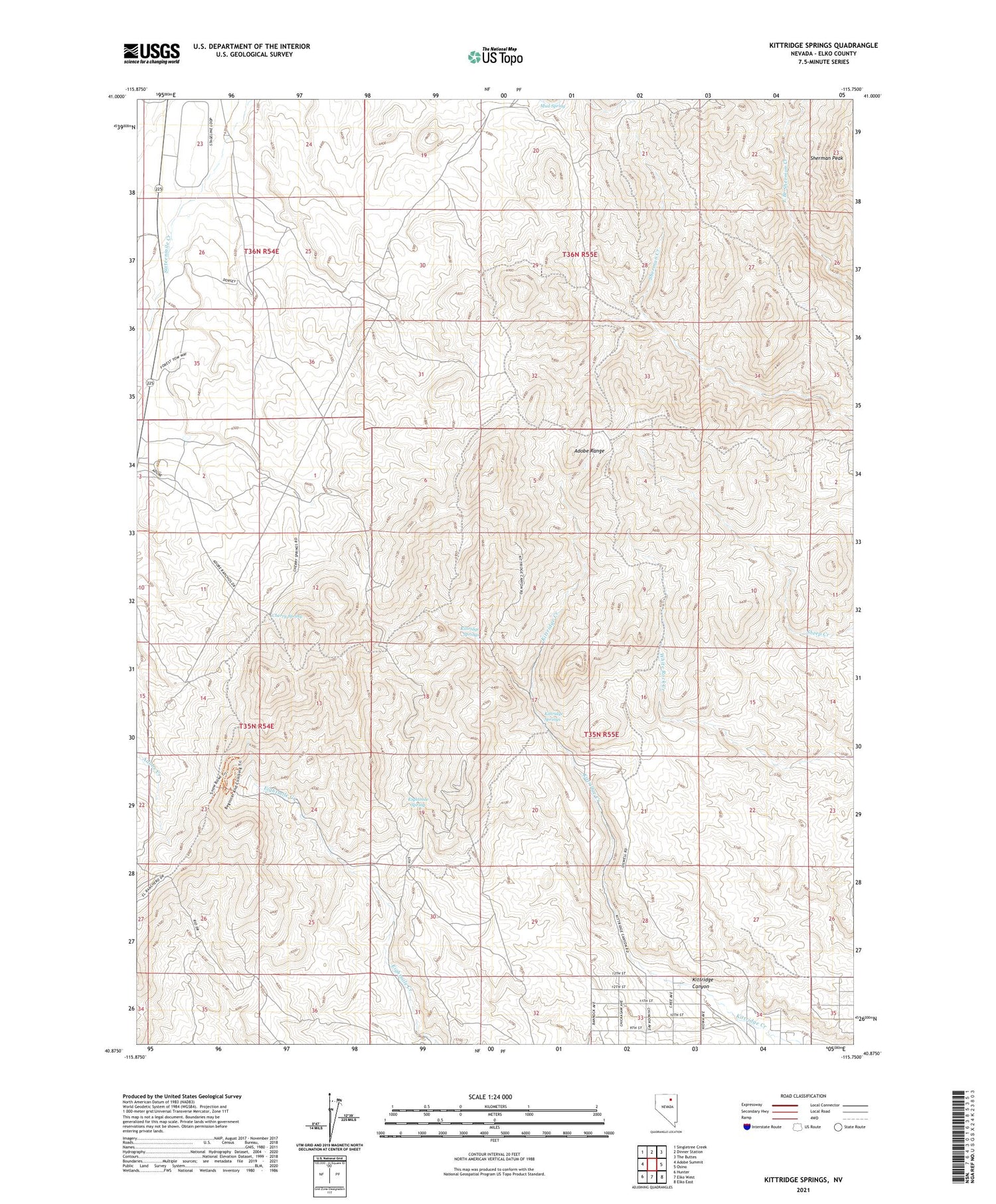 Kittridge Springs Nevada US Topo Map Image