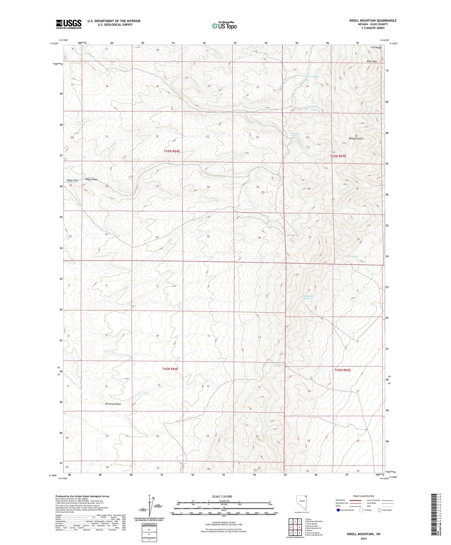 Knoll Mountain Nevada US Topo Map Image