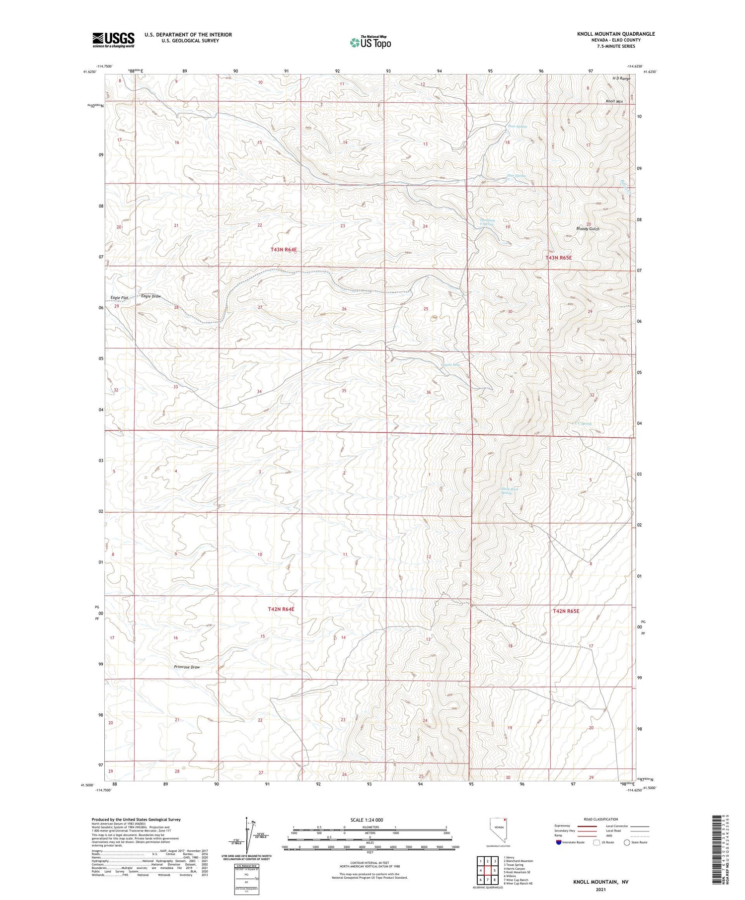Knoll Mountain Nevada US Topo Map Image