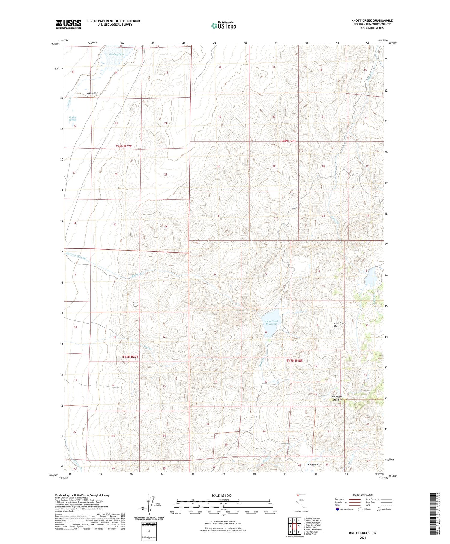 Knott Creek Nevada US Topo Map Image