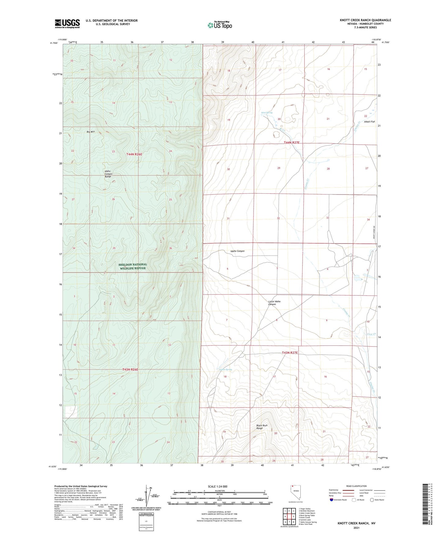 Knott Creek Ranch Nevada US Topo Map Image