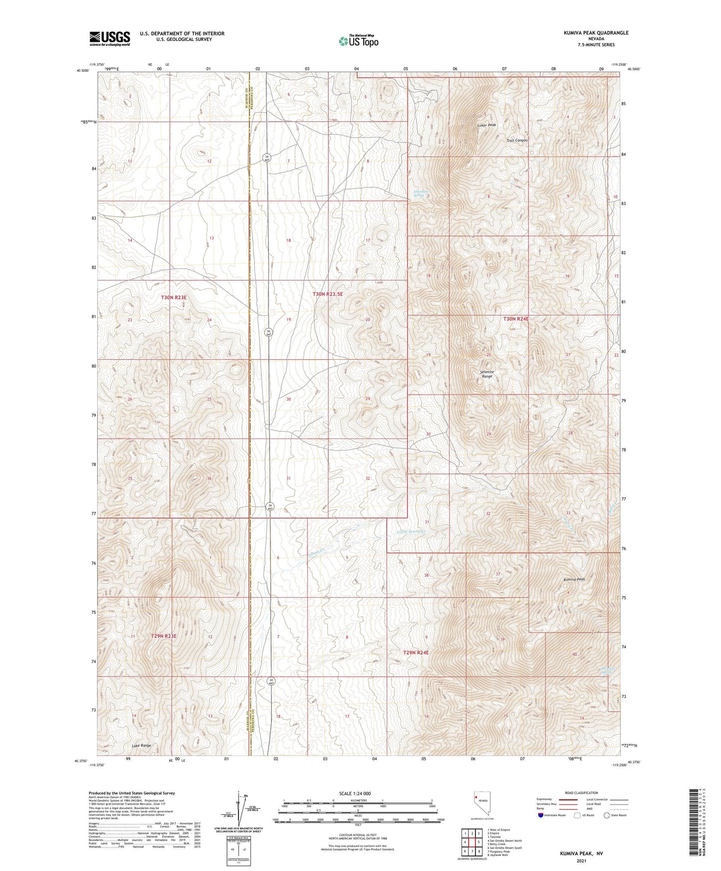 Kumiva Peak Nevada US Topo Map Image
