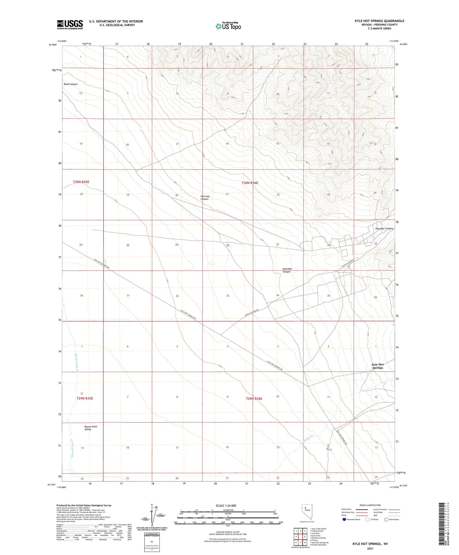 Kyle Hot Springs Nevada US Topo Map Image