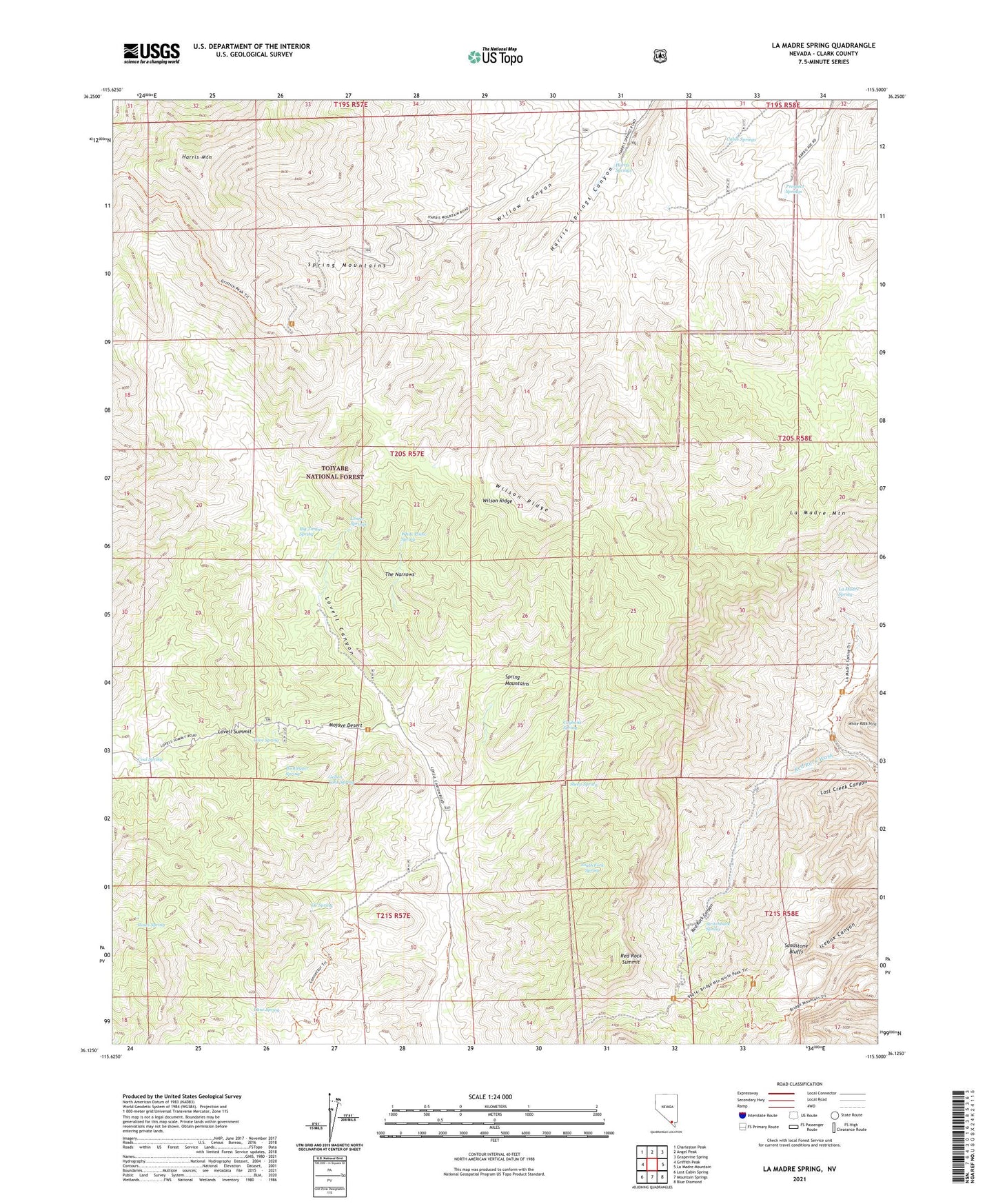 La Madre Spring Nevada US Topo Map Image