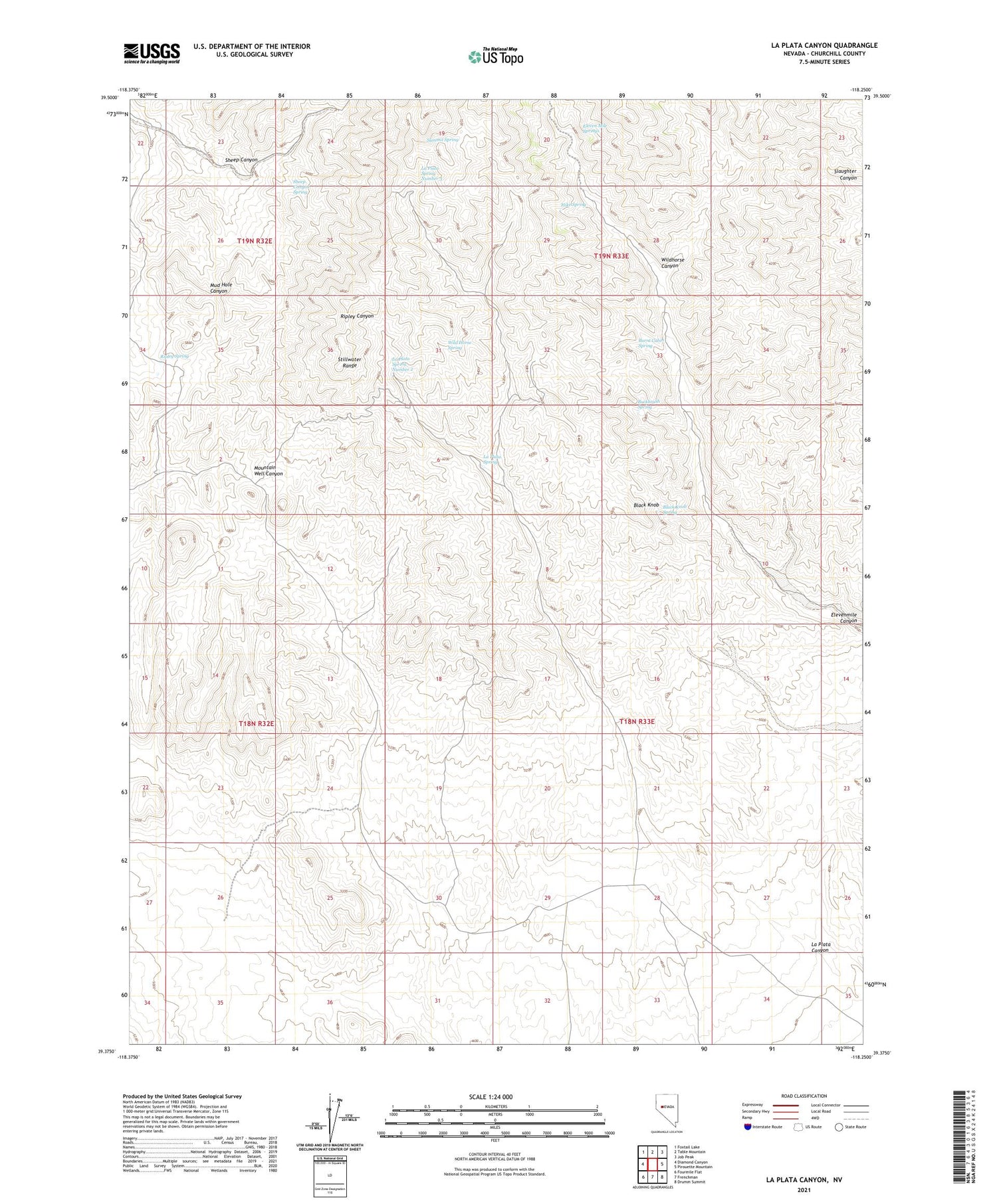 La Plata Canyon Nevada US Topo Map Image