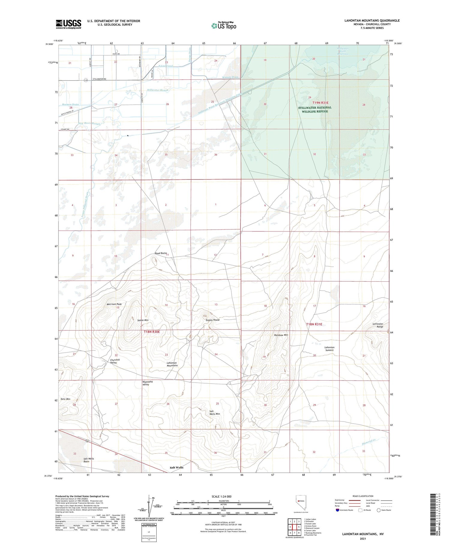 Lahontan Mountains Nevada US Topo Map Image
