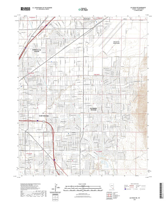 Las Vegas NE Nevada US Topo Map Image