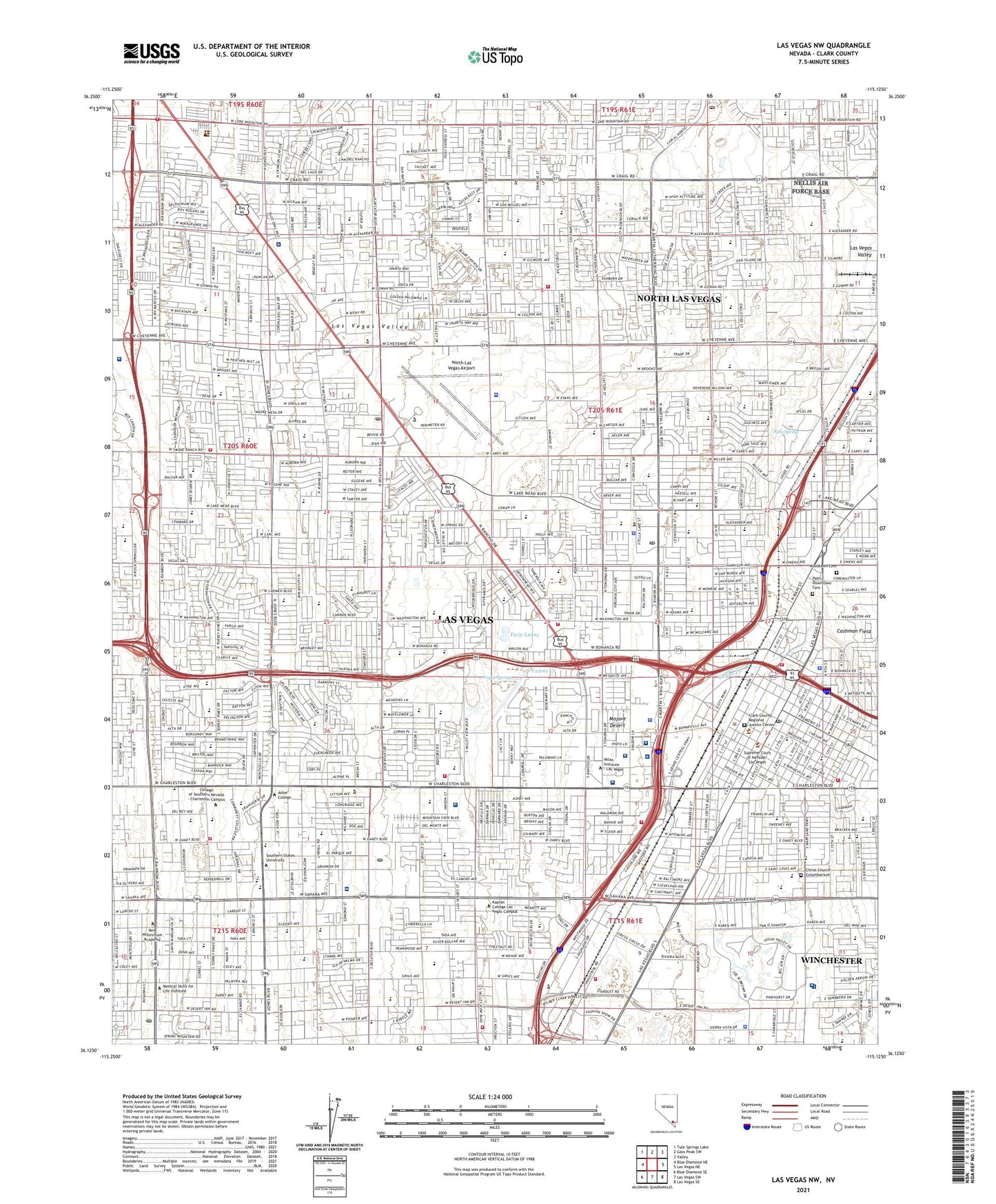 Las Vegas NW Nevada US Topo Map Image
