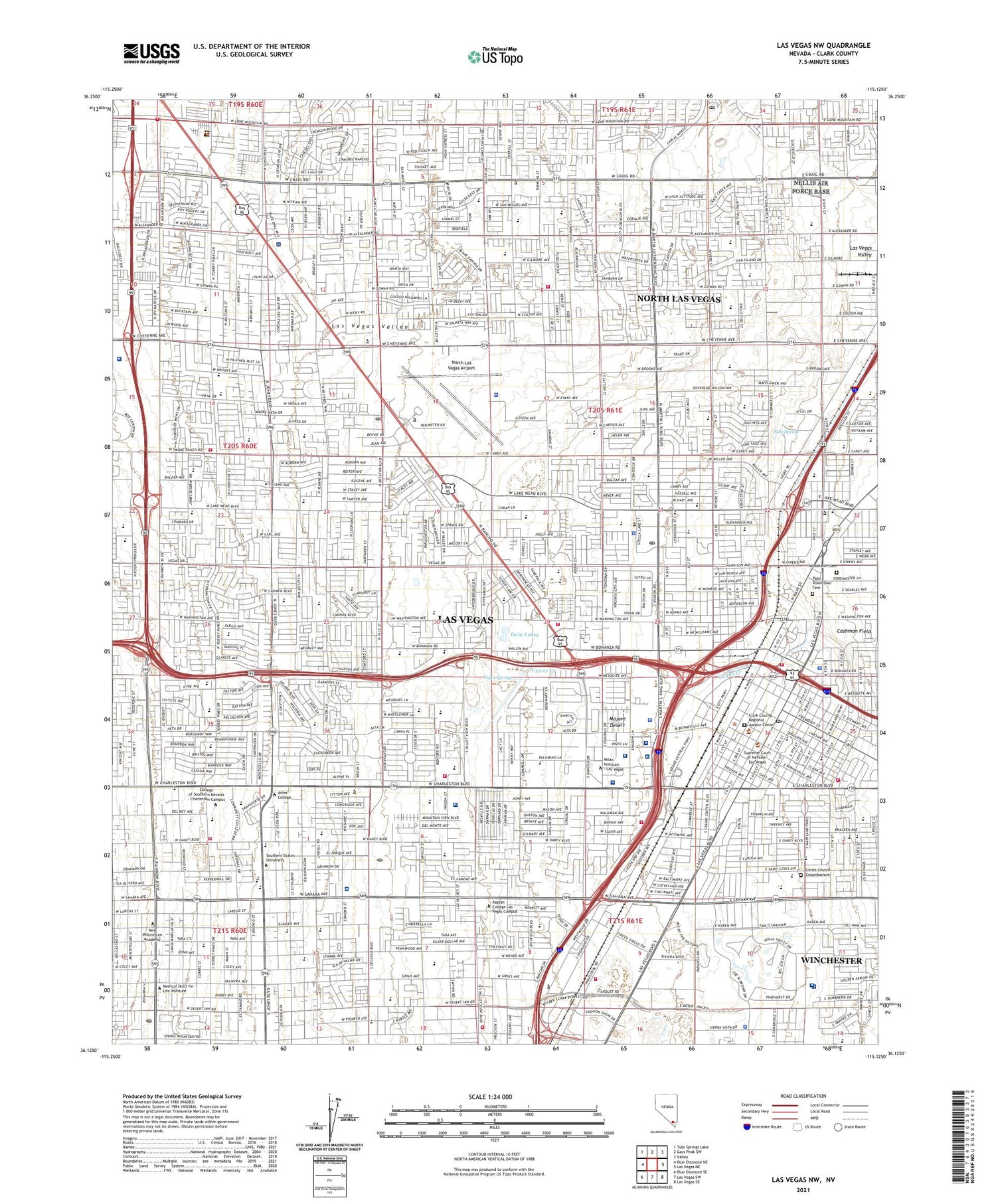 Las Vegas NW Nevada US Topo Map Image