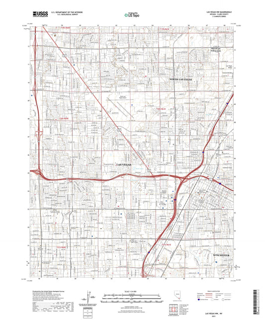 Las Vegas NW Nevada US Topo Map Image