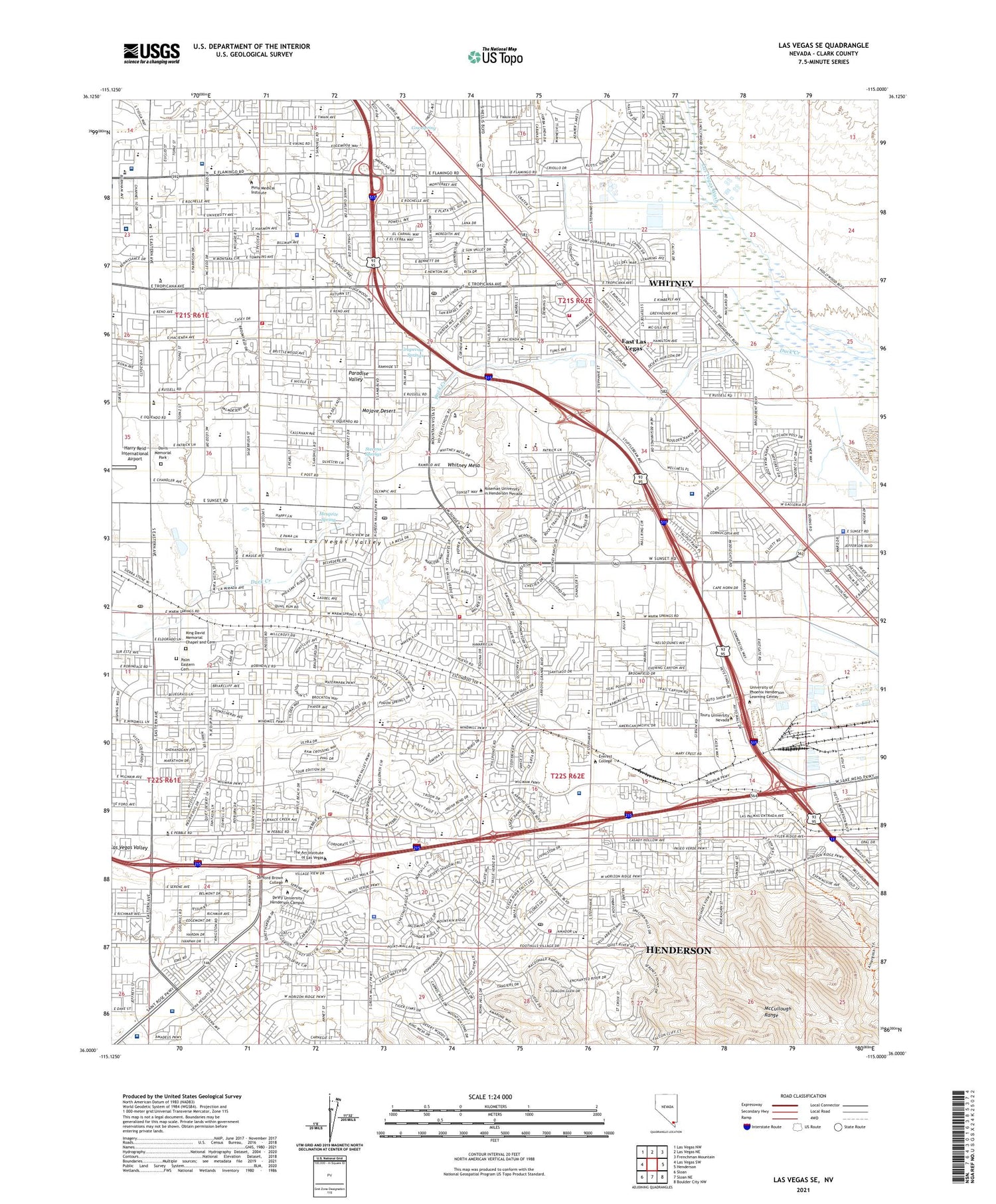 Las Vegas SE Nevada US Topo Map Image