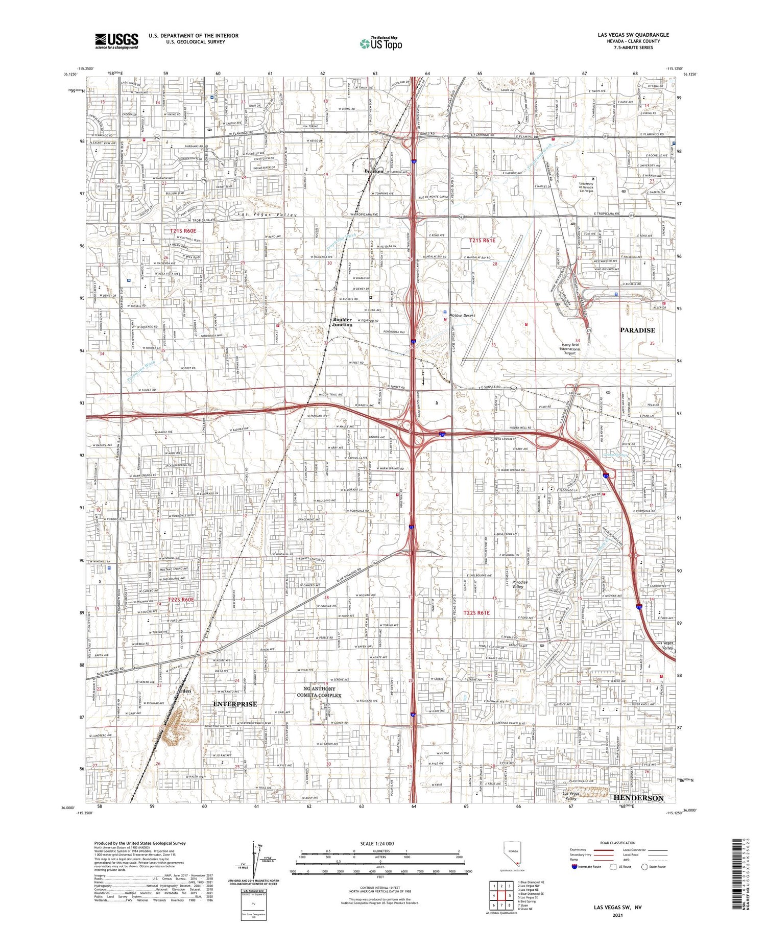 Las Vegas SW Nevada US Topo Map Image
