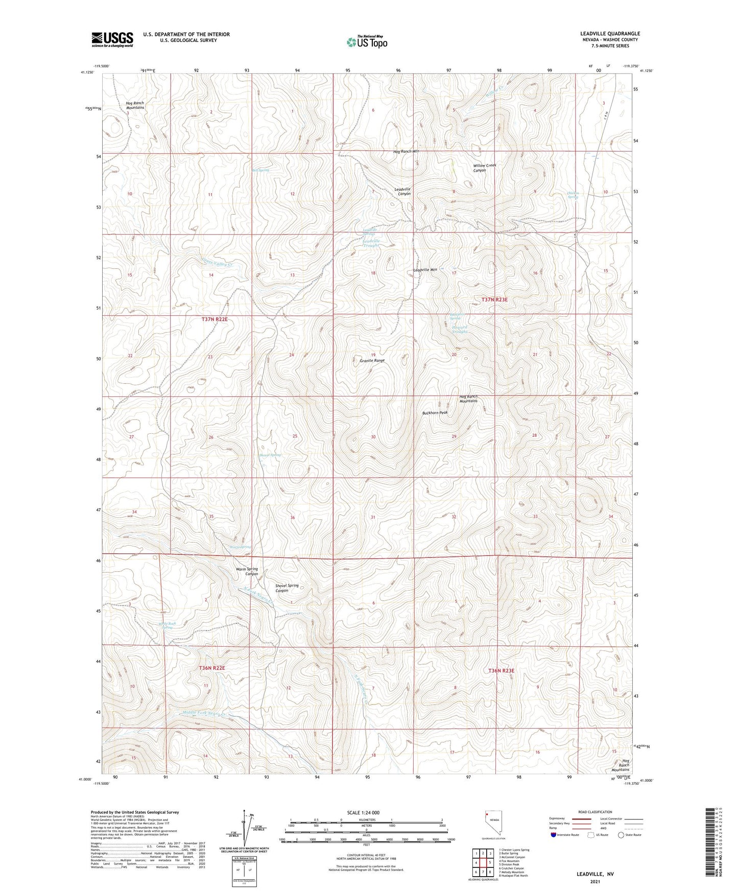 Leadville Nevada US Topo Map Image