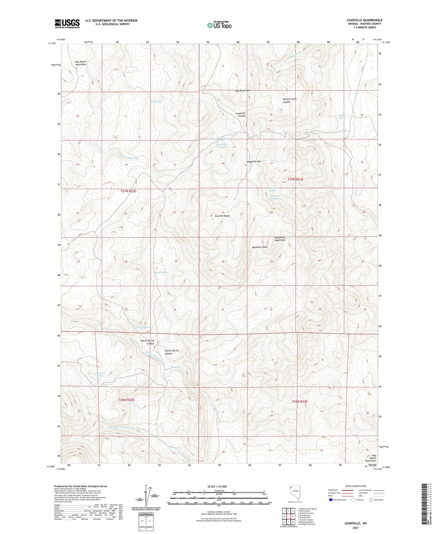 Leadville Nevada US Topo Map Image
