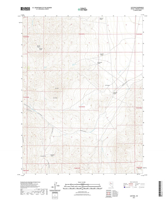 Lee Peak Nevada US Topo Map Image