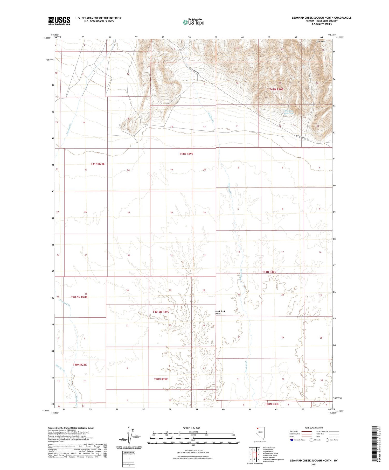 Leonard Creek Slough North Nevada US Topo Map Image
