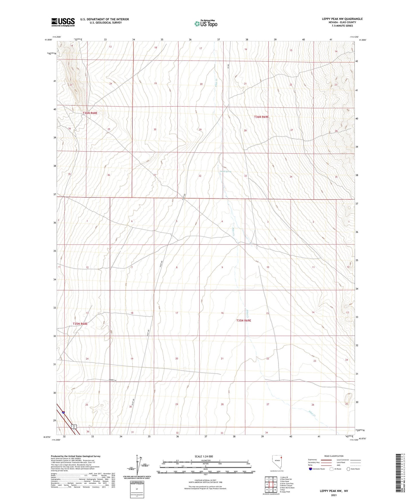 Leppy Peak NW Nevada US Topo Map Image