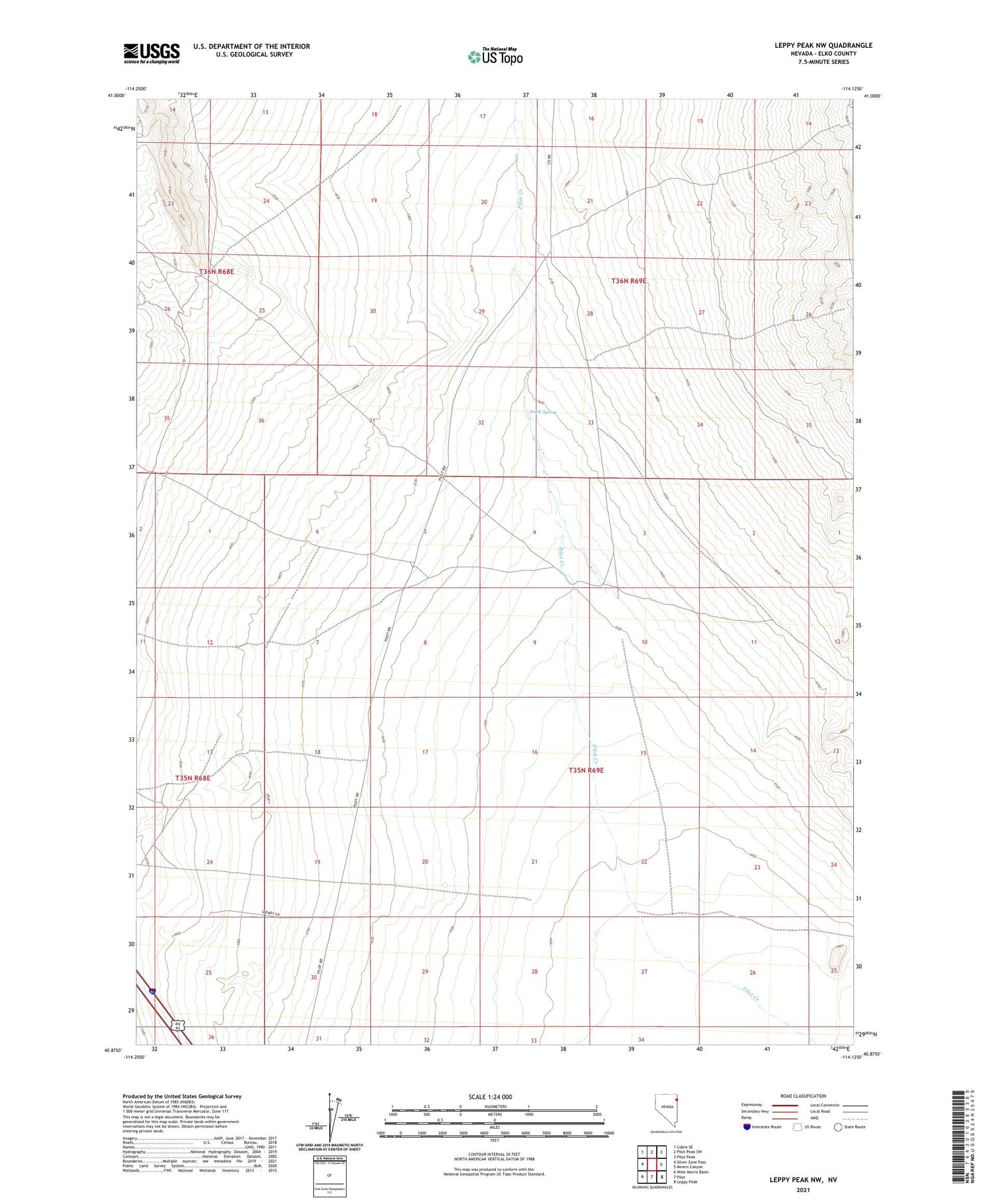 Leppy Peak NW Nevada US Topo Map Image